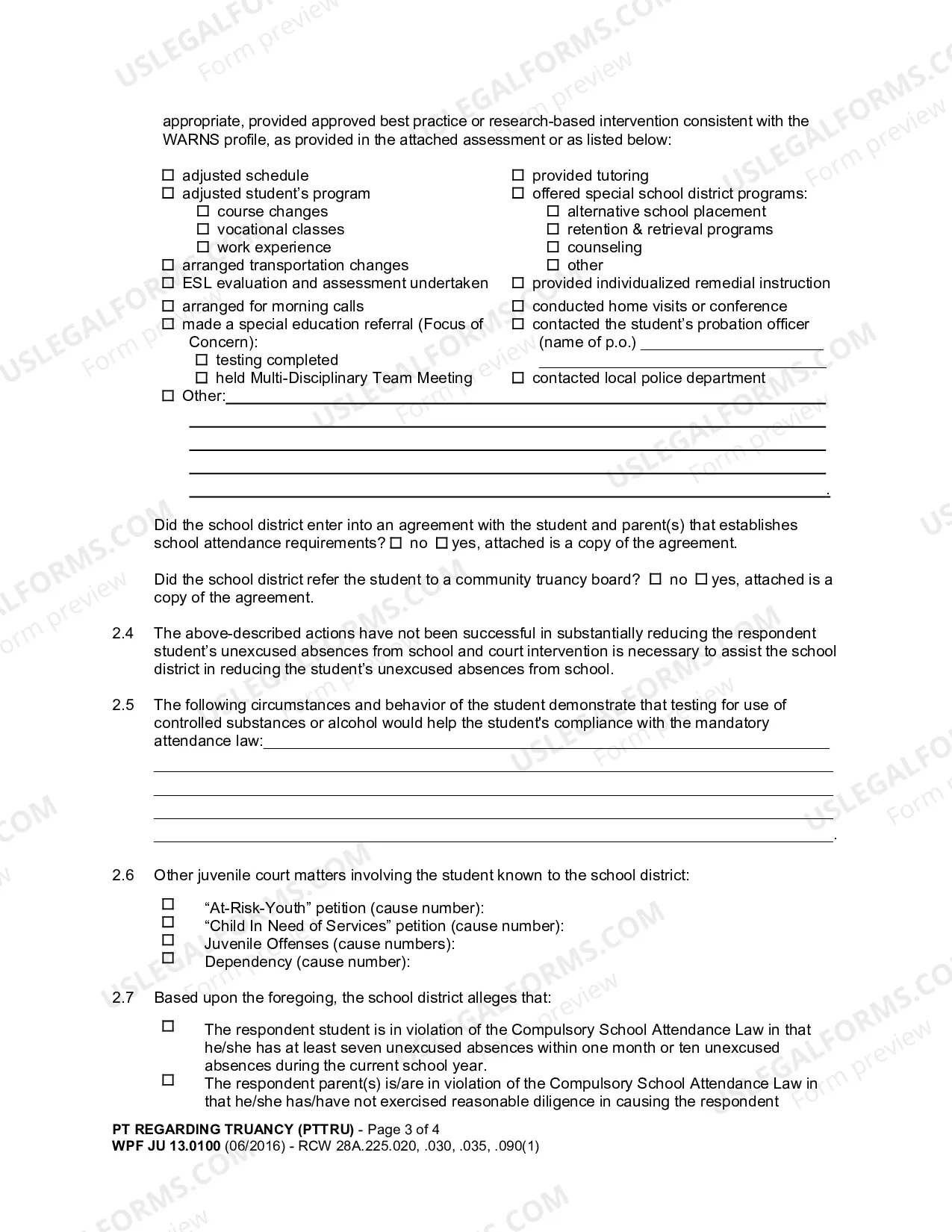 Preview Petition Regarding Truancy (PTTRU)