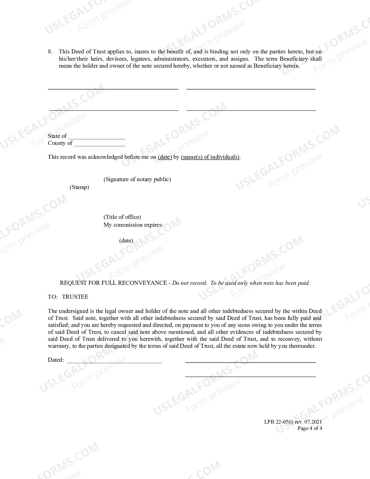 Preview Deed of Trust Long Form