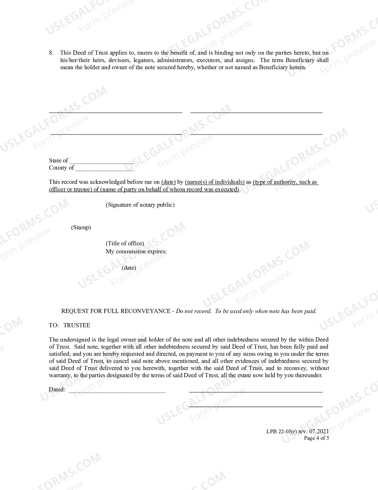Preview Deed of Trust Long Form