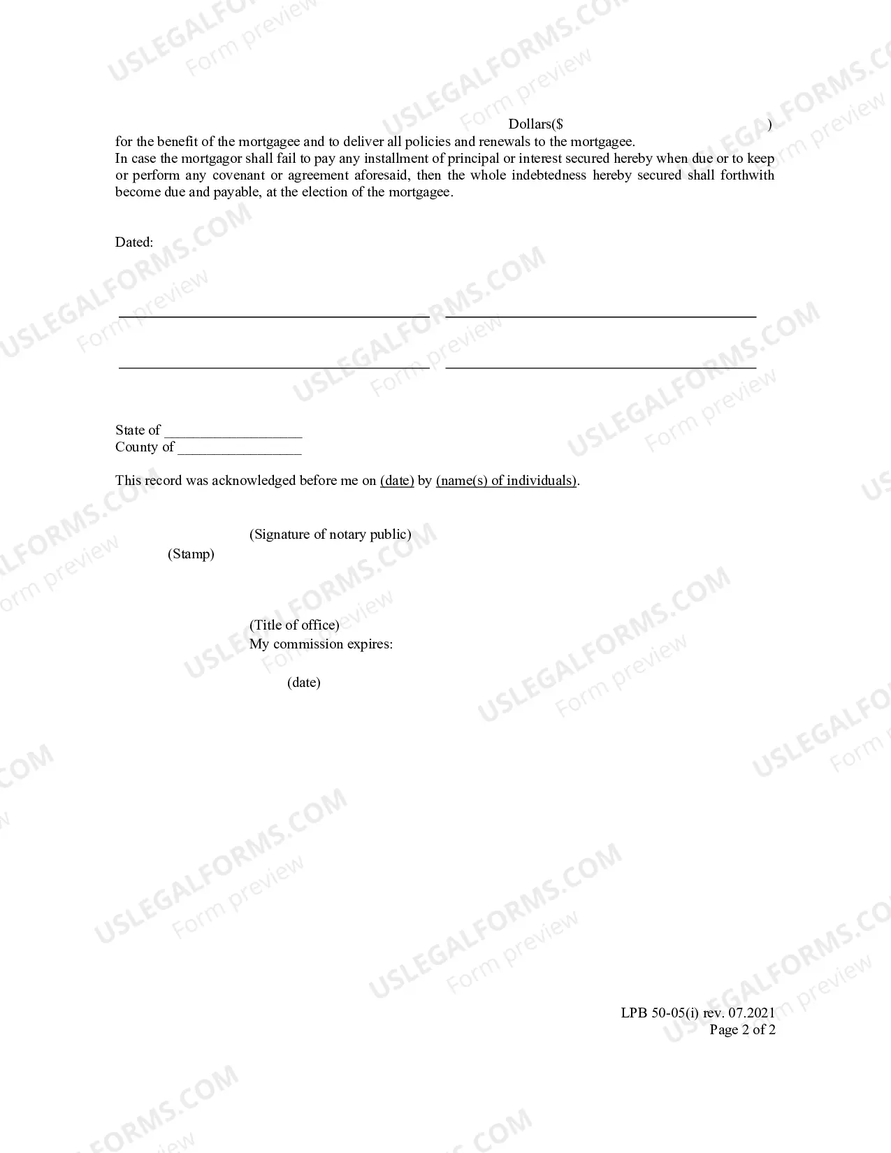 Preview Mortgage Statutory Form
