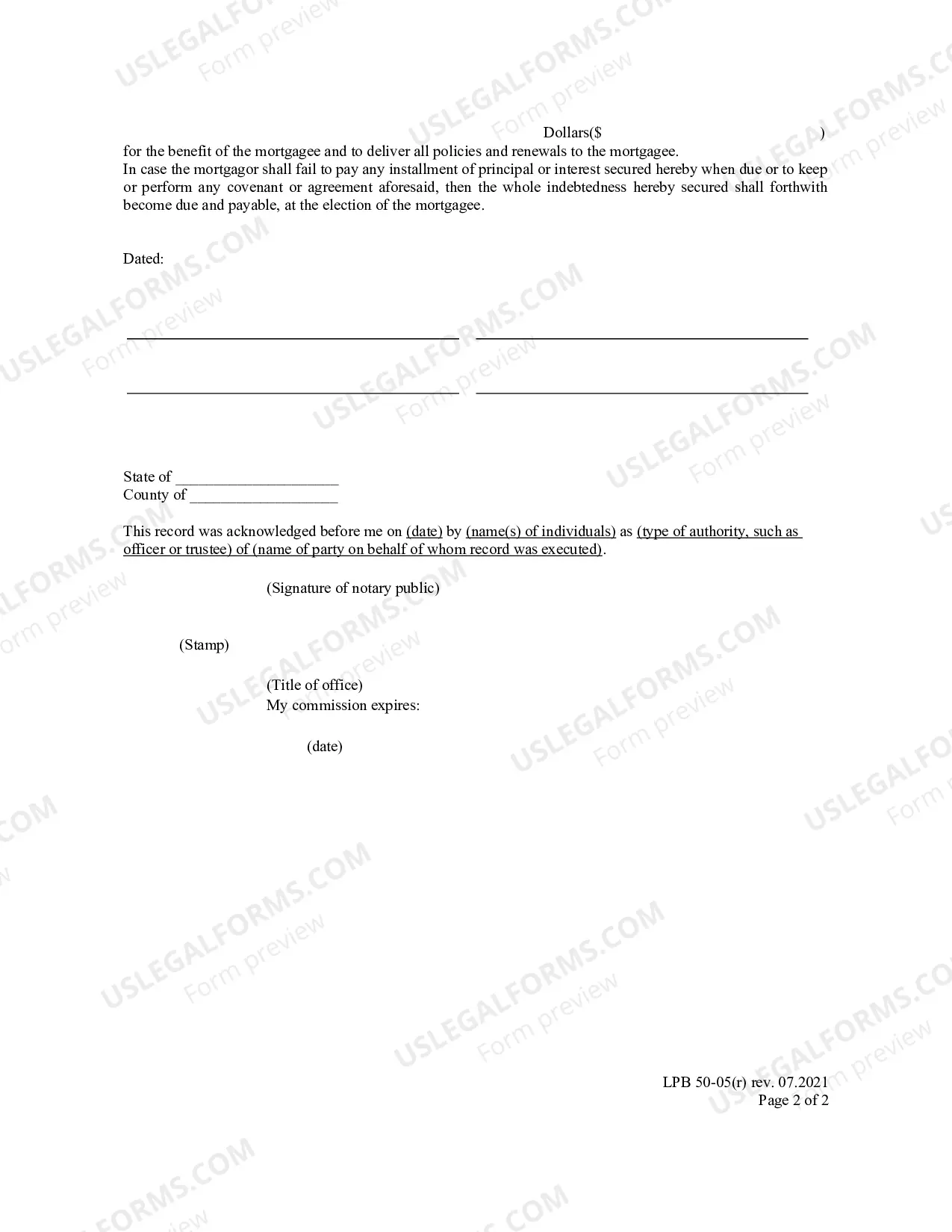 Preview Mortgage Statutory Form