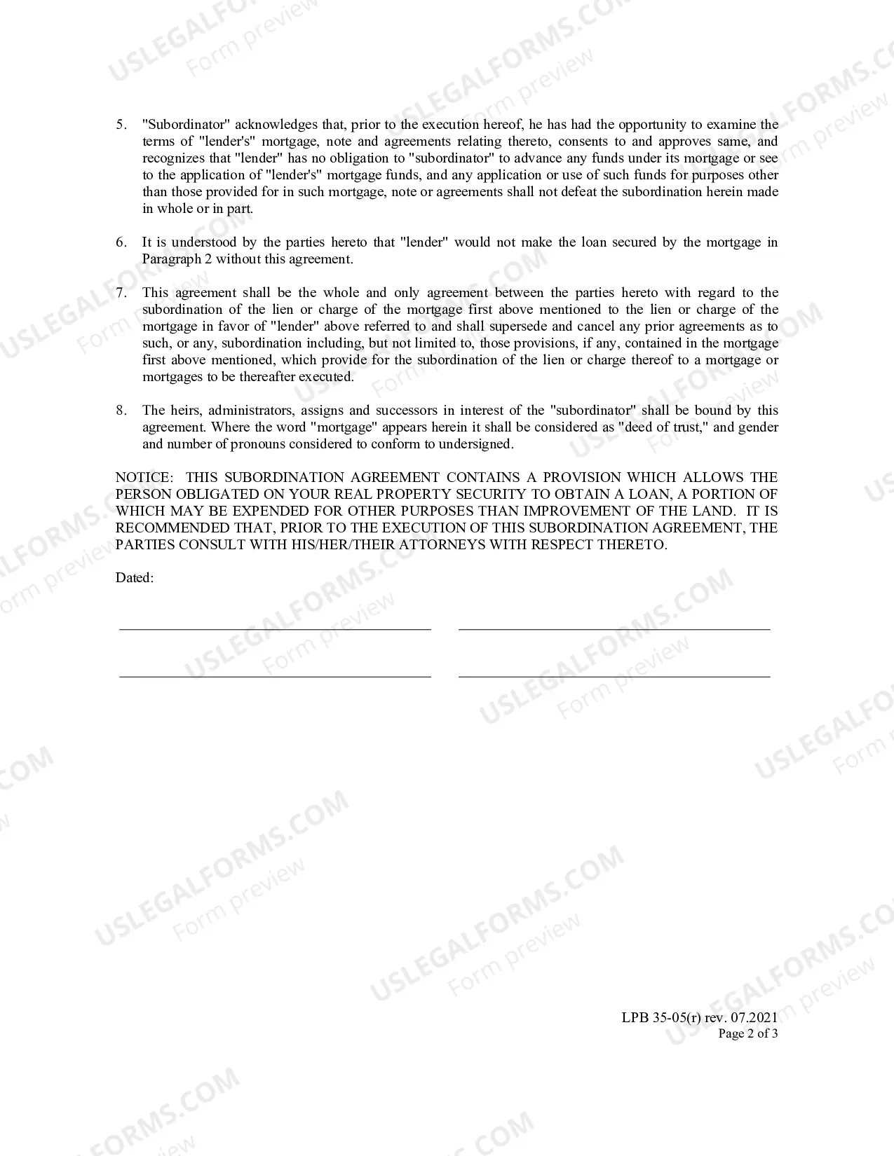 Preview Subordination Agreement