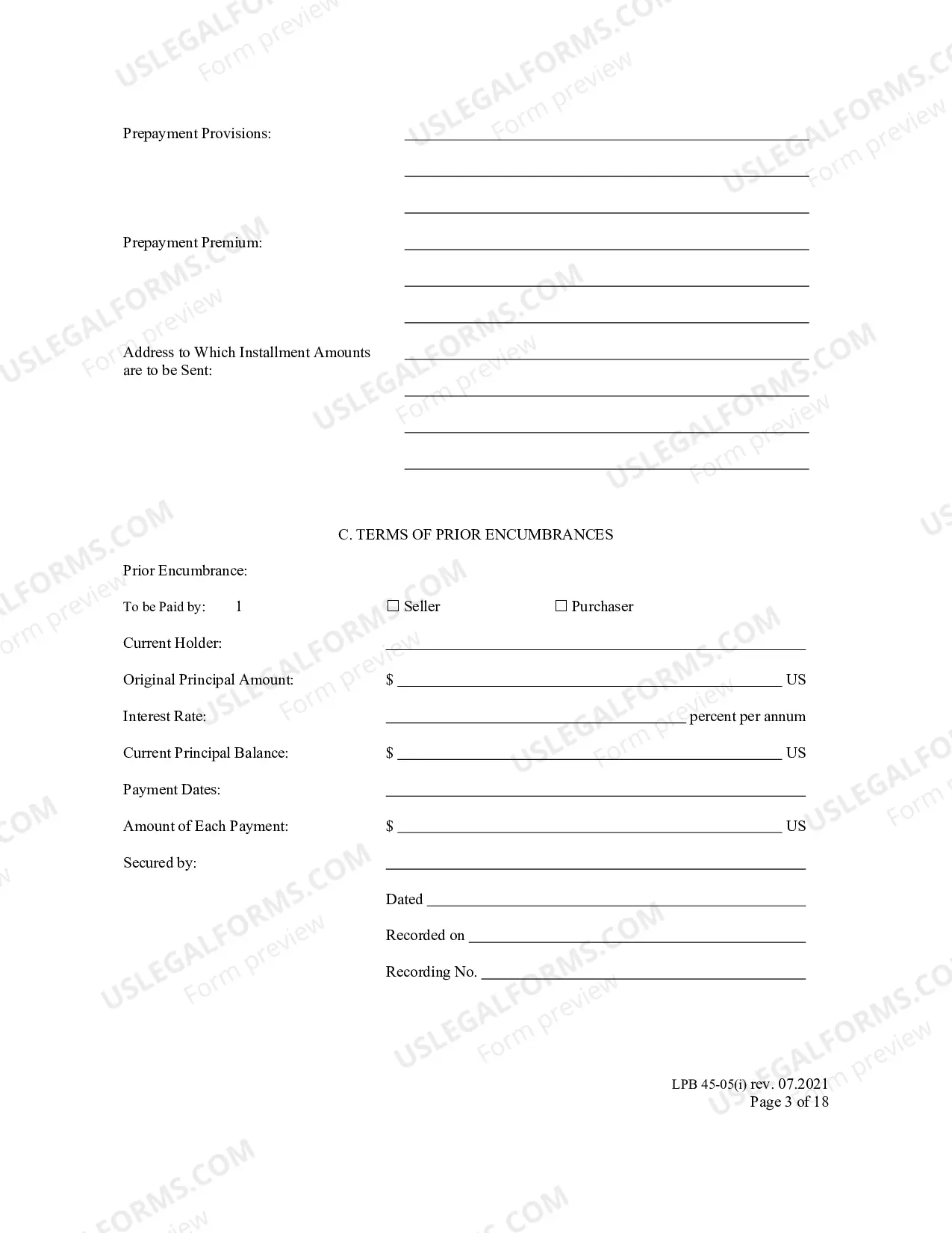 Preview Real Estate Contract- Long Form