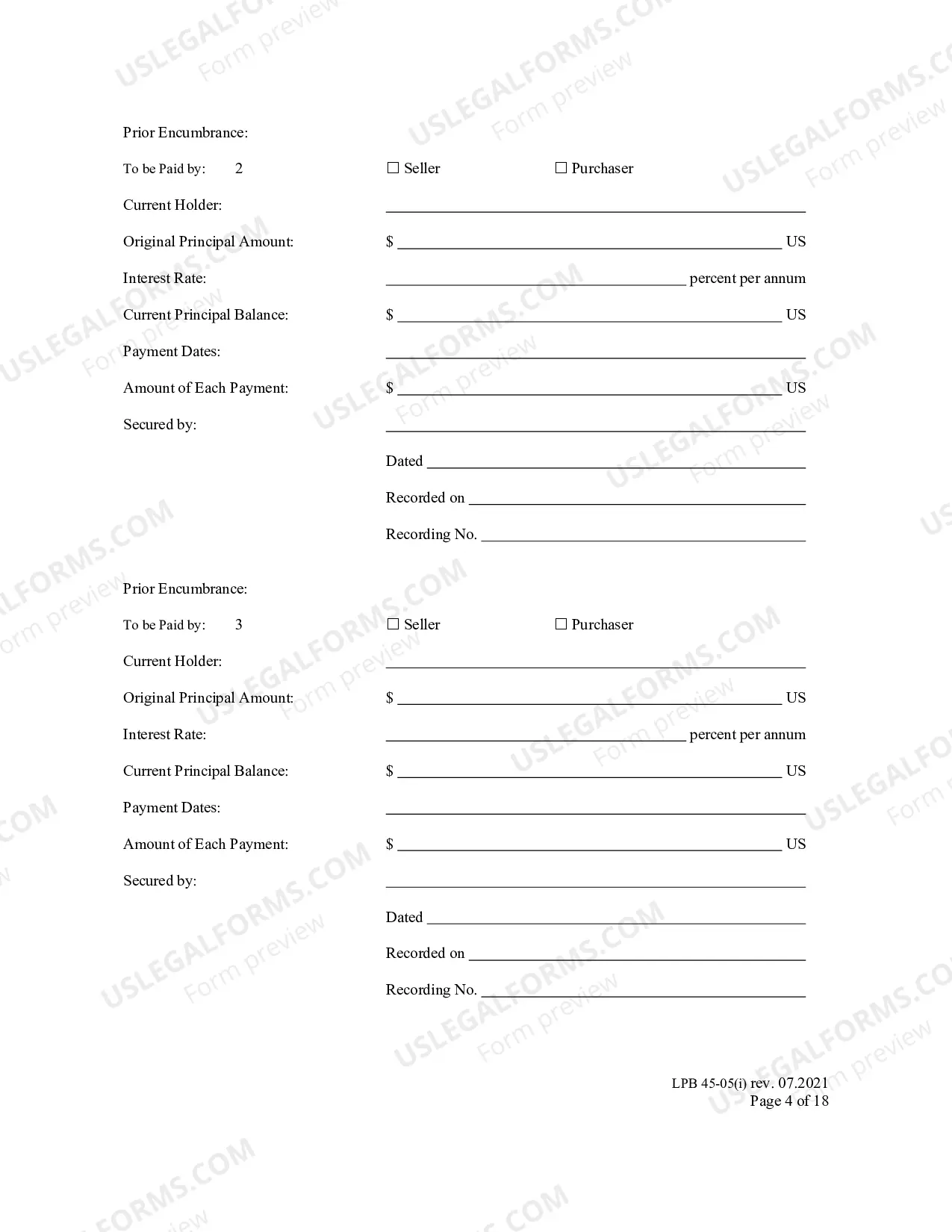 Preview Real Estate Contract- Long Form