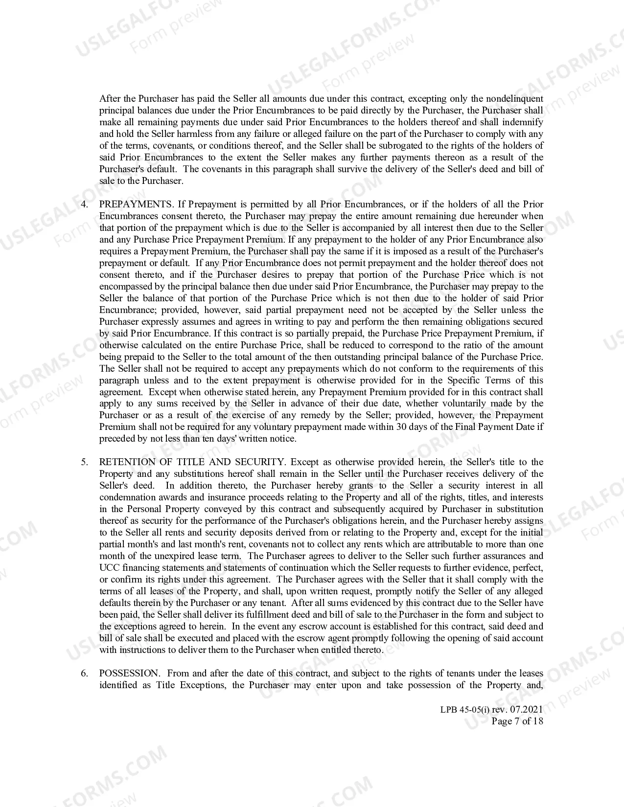 Preview Real Estate Contract- Long Form