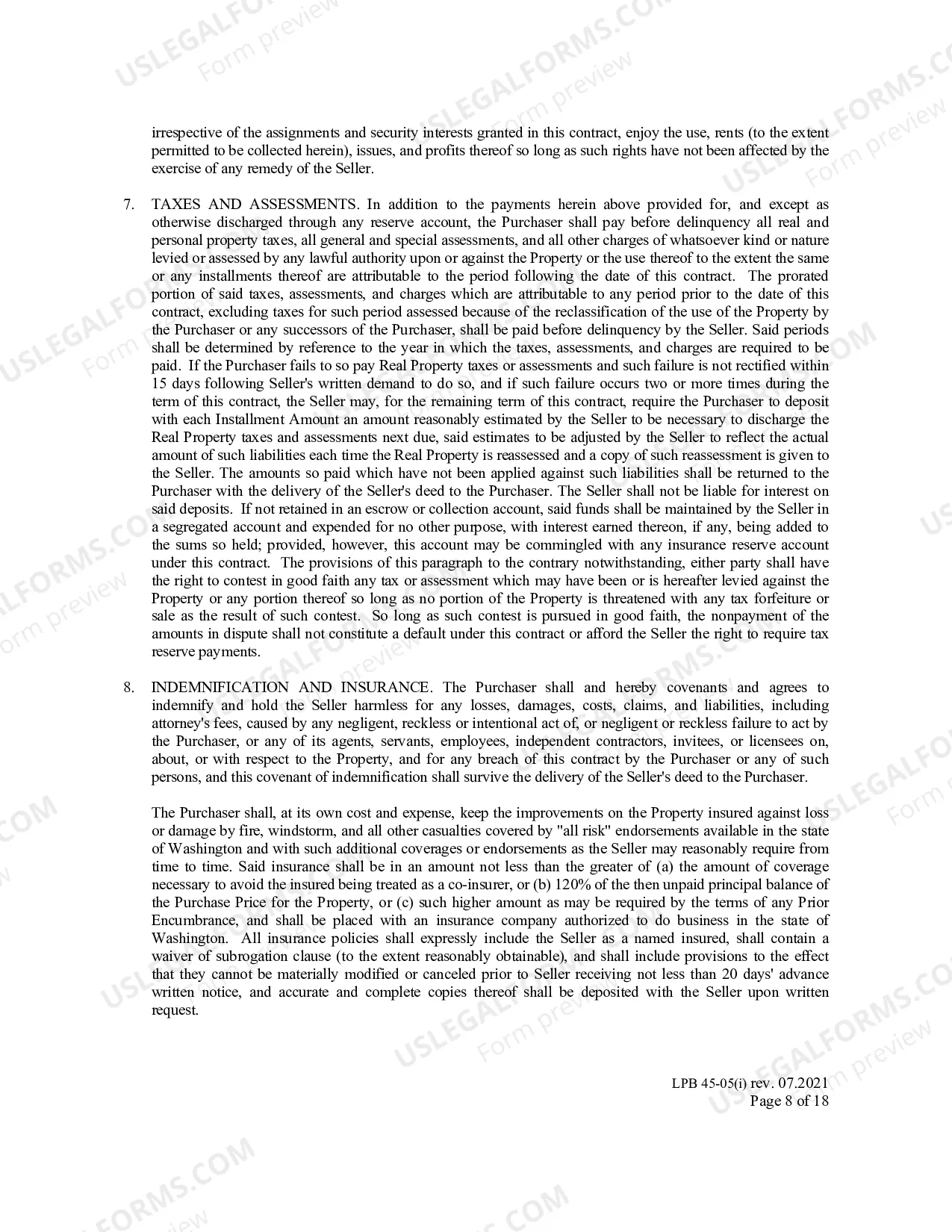 Preview Real Estate Contract- Long Form