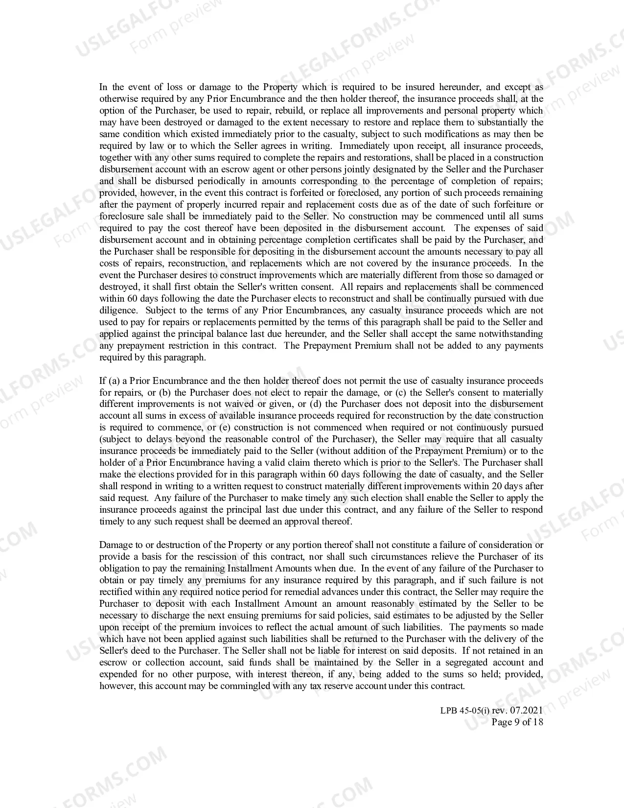 Preview Real Estate Contract- Long Form
