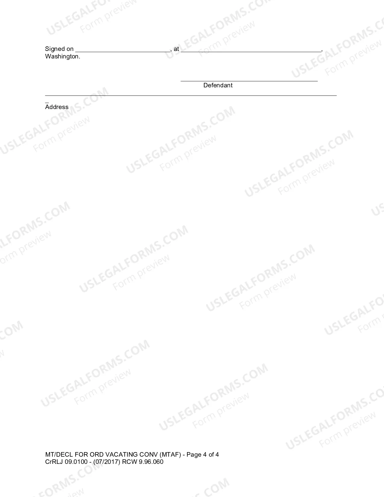 Preview Motion And Declaration For Order Vacating Conviction