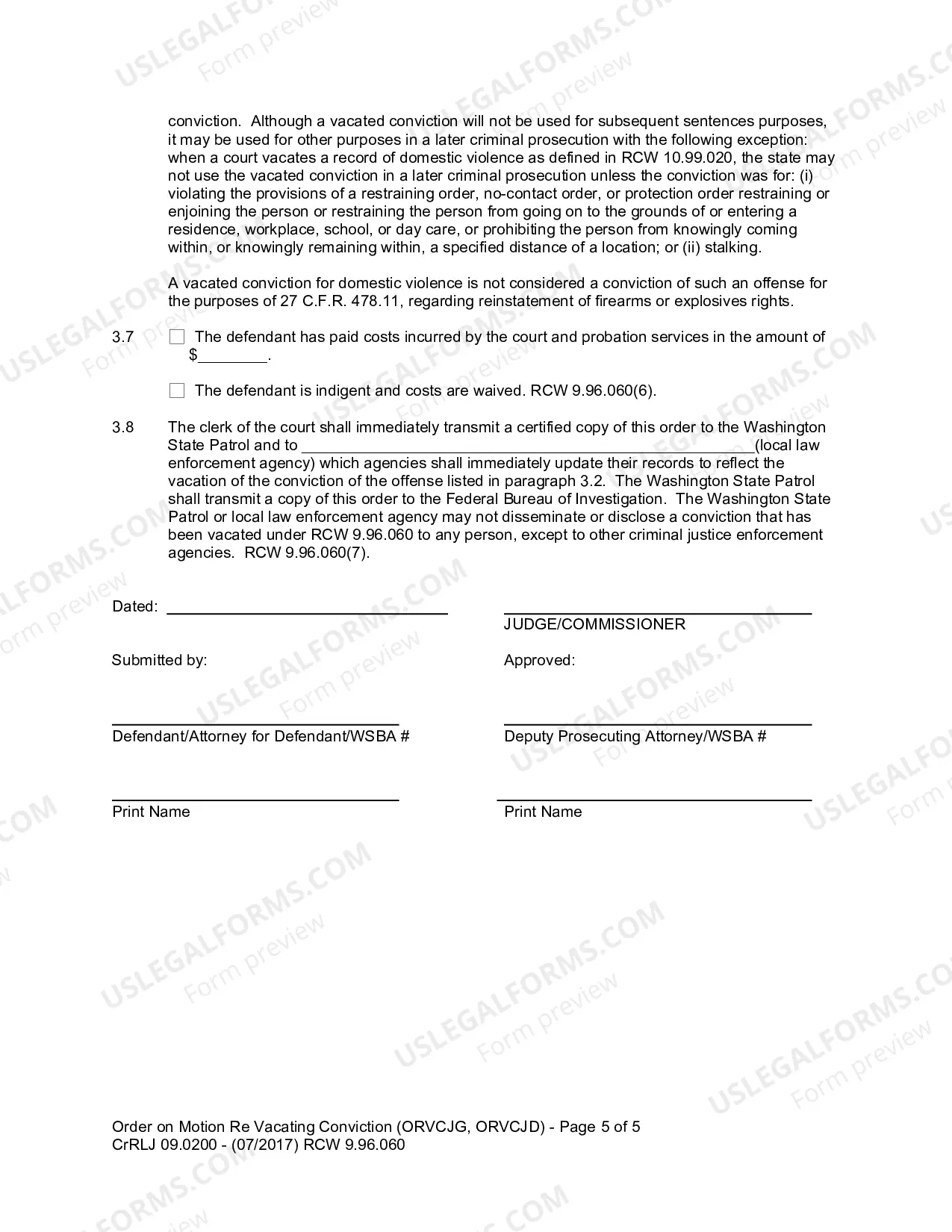 Preview Order On Motion Re Vacating Conviction