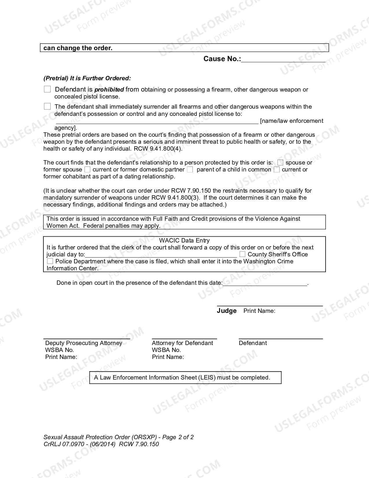 Preview Sexual Assault Protection Order
