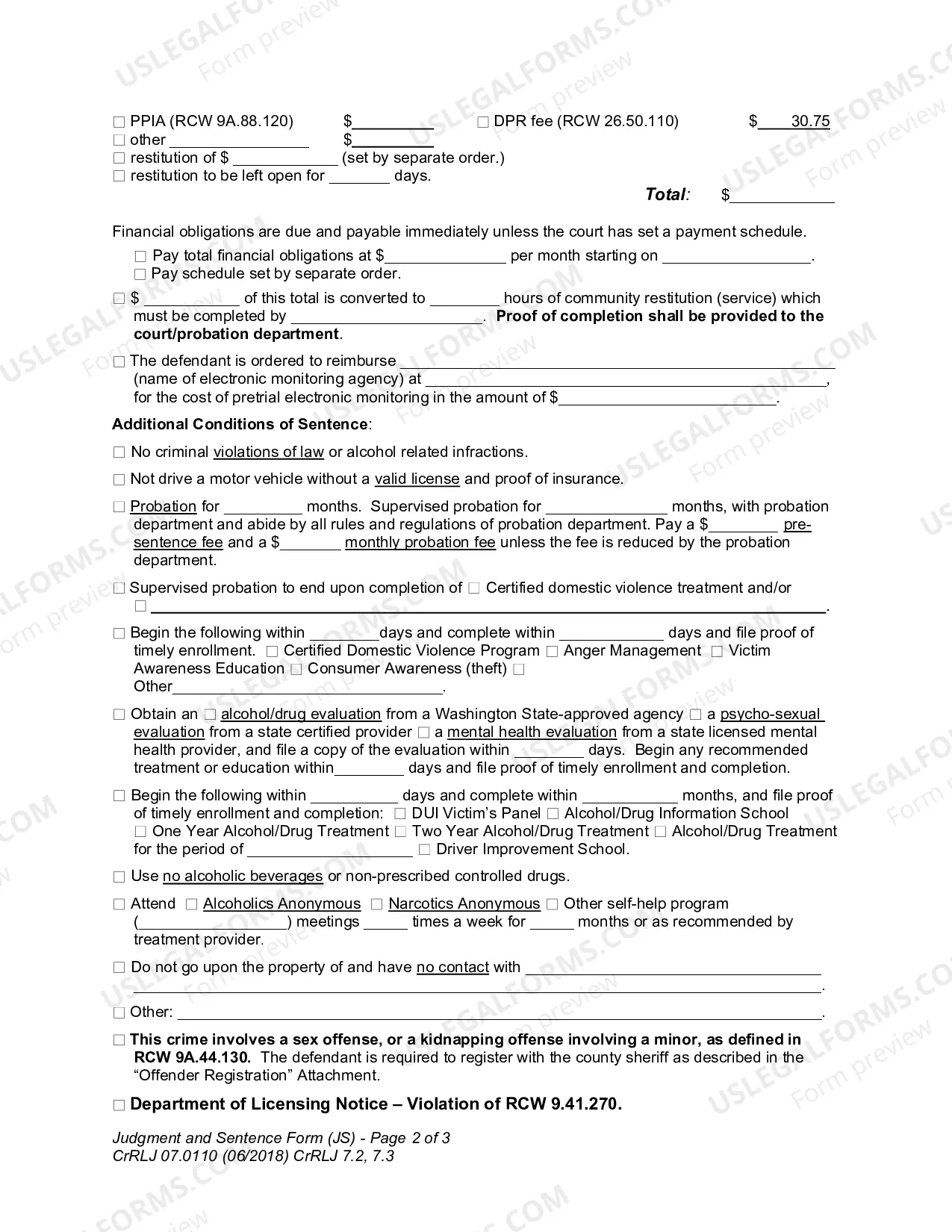 Preview Judgment and Sentence Form (JS)