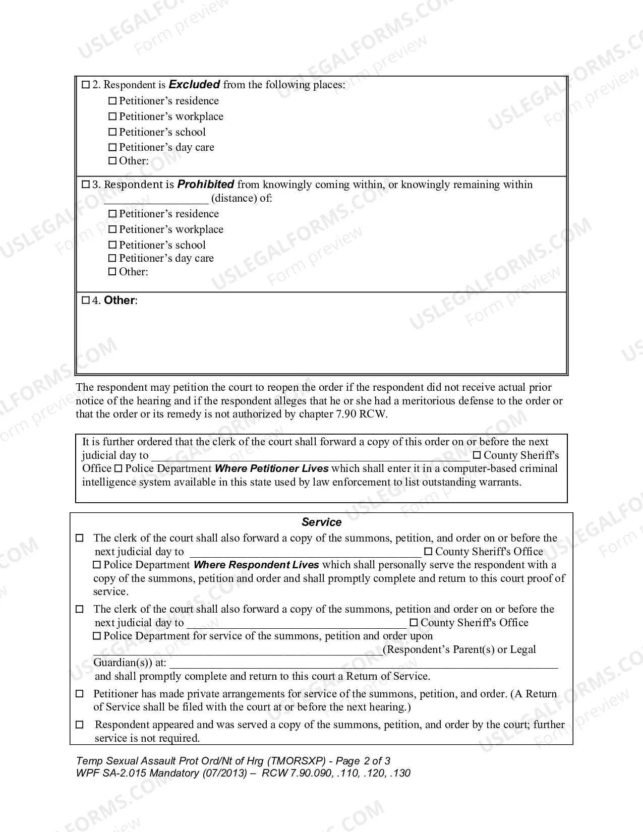 Preview Temporary Sexual Assault Protection Order And Notice of Hearing