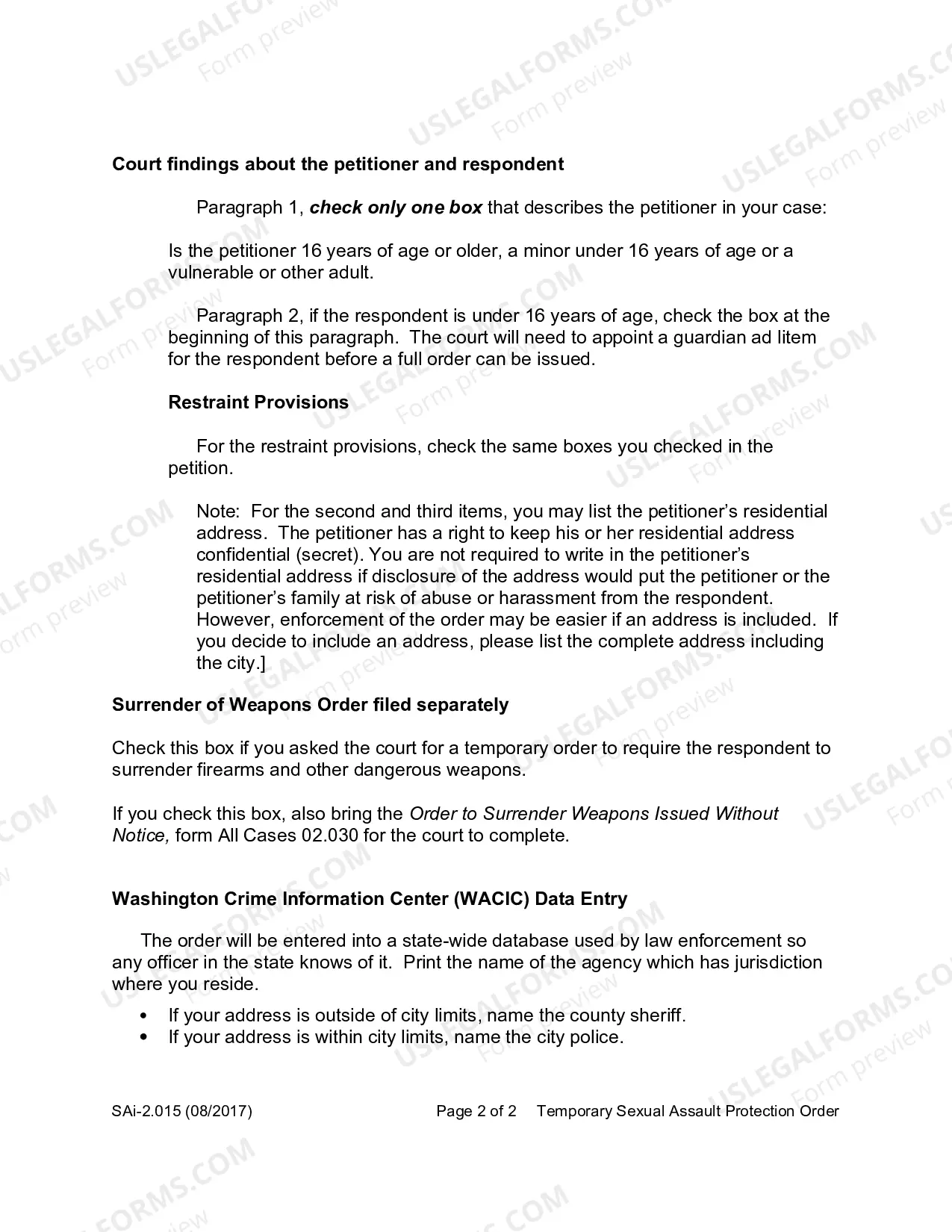 Preview Temporary Sexual Assault Protection Order and Notice of Hearing