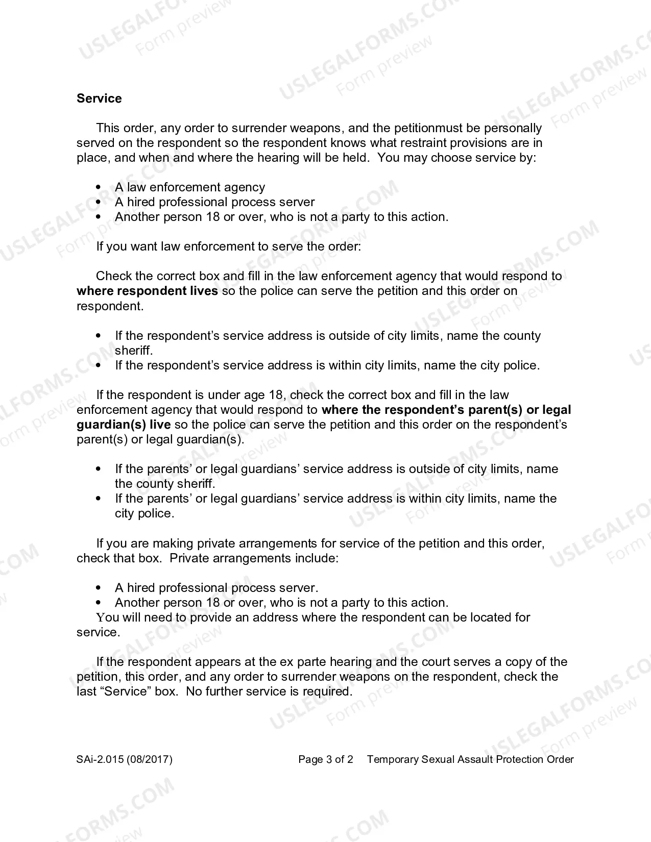 Preview Temporary Sexual Assault Protection Order and Notice of Hearing