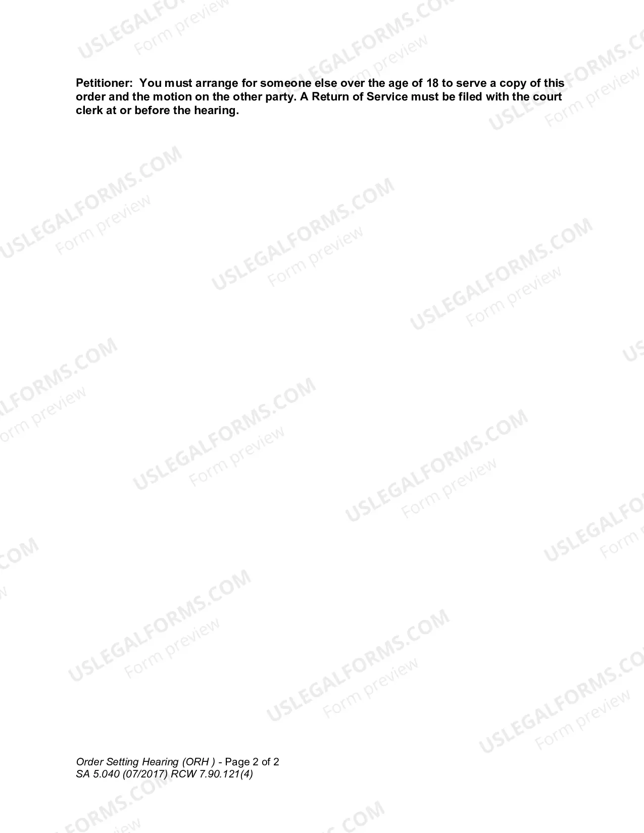 Preview Order Setting Hearing - Sexual Assault