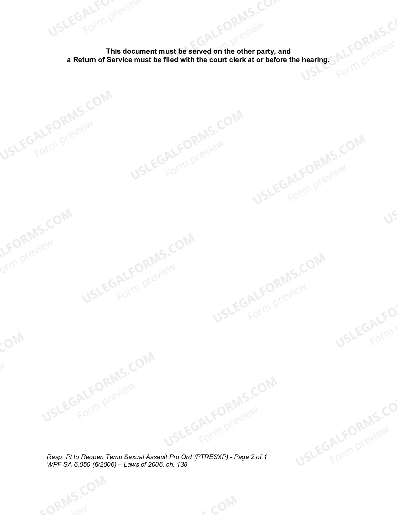 Preview Respondent's Petition to Reopen Temporary Sexual Assault Protection Order (PTRESXP)