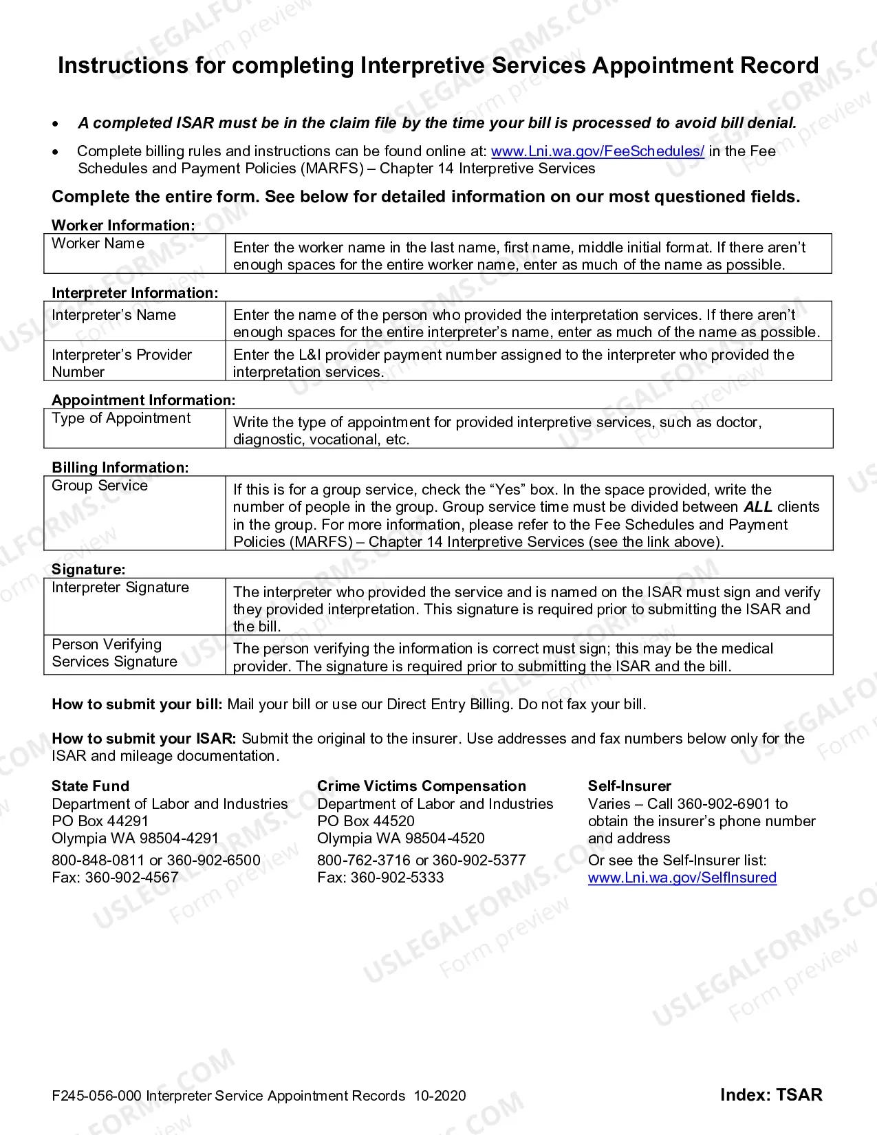 Preview Interpretive Services Appointment Record