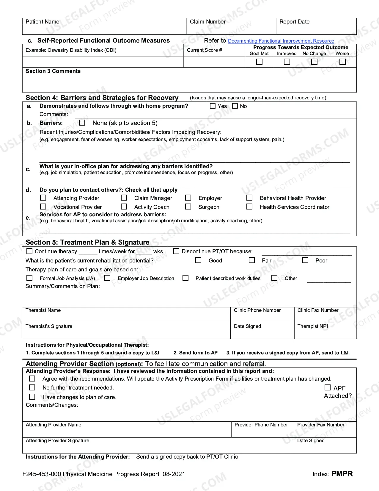 Preview Physical Therapy - Occupational Therapy Progress Report To Claim Managers