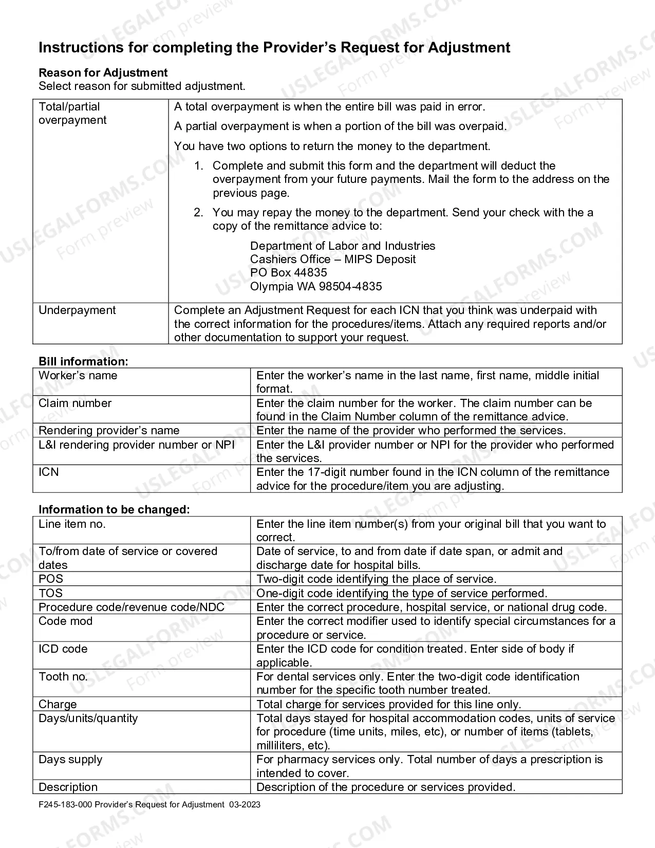 Preview Providers Request For Adjustment