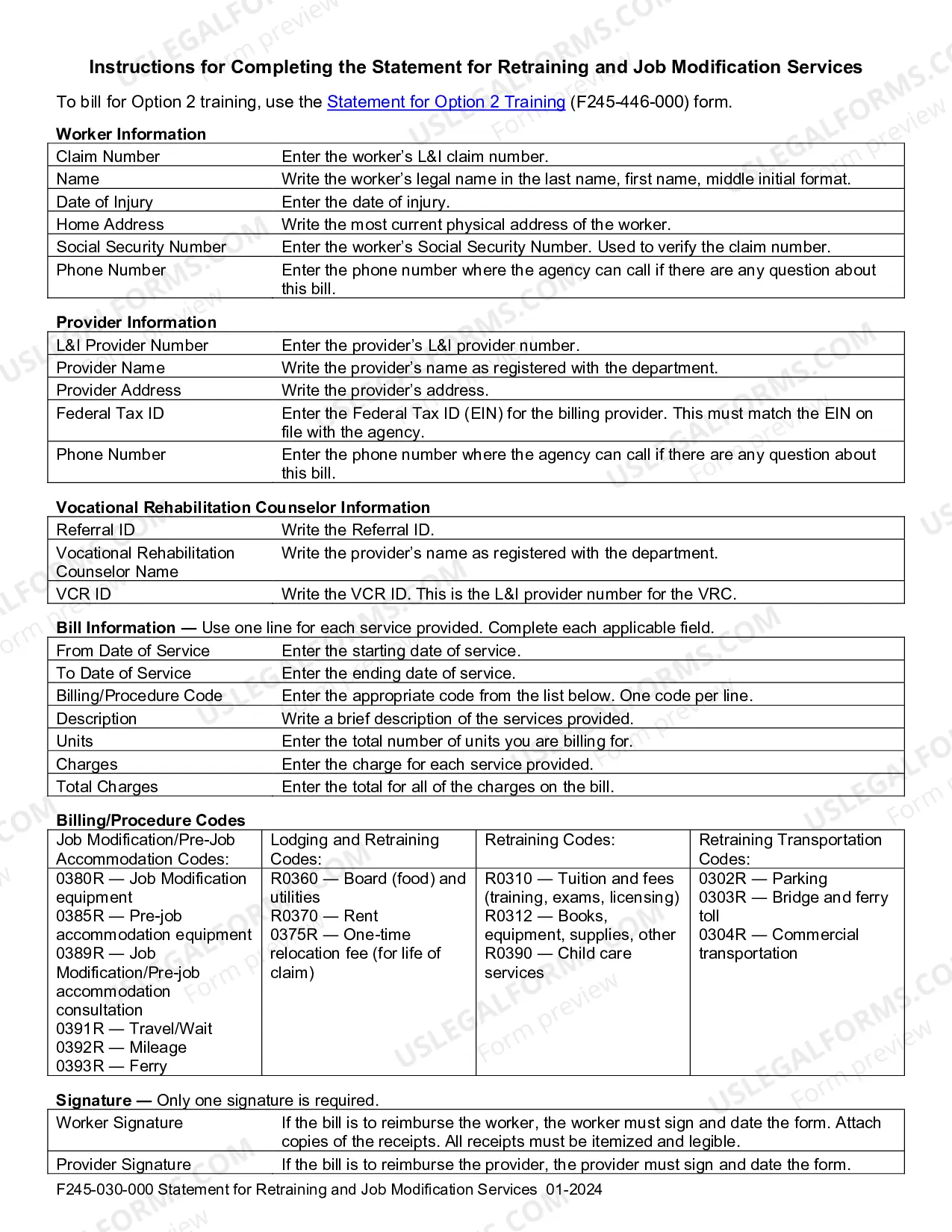 Preview Statement For Retraining And Job Modification Services