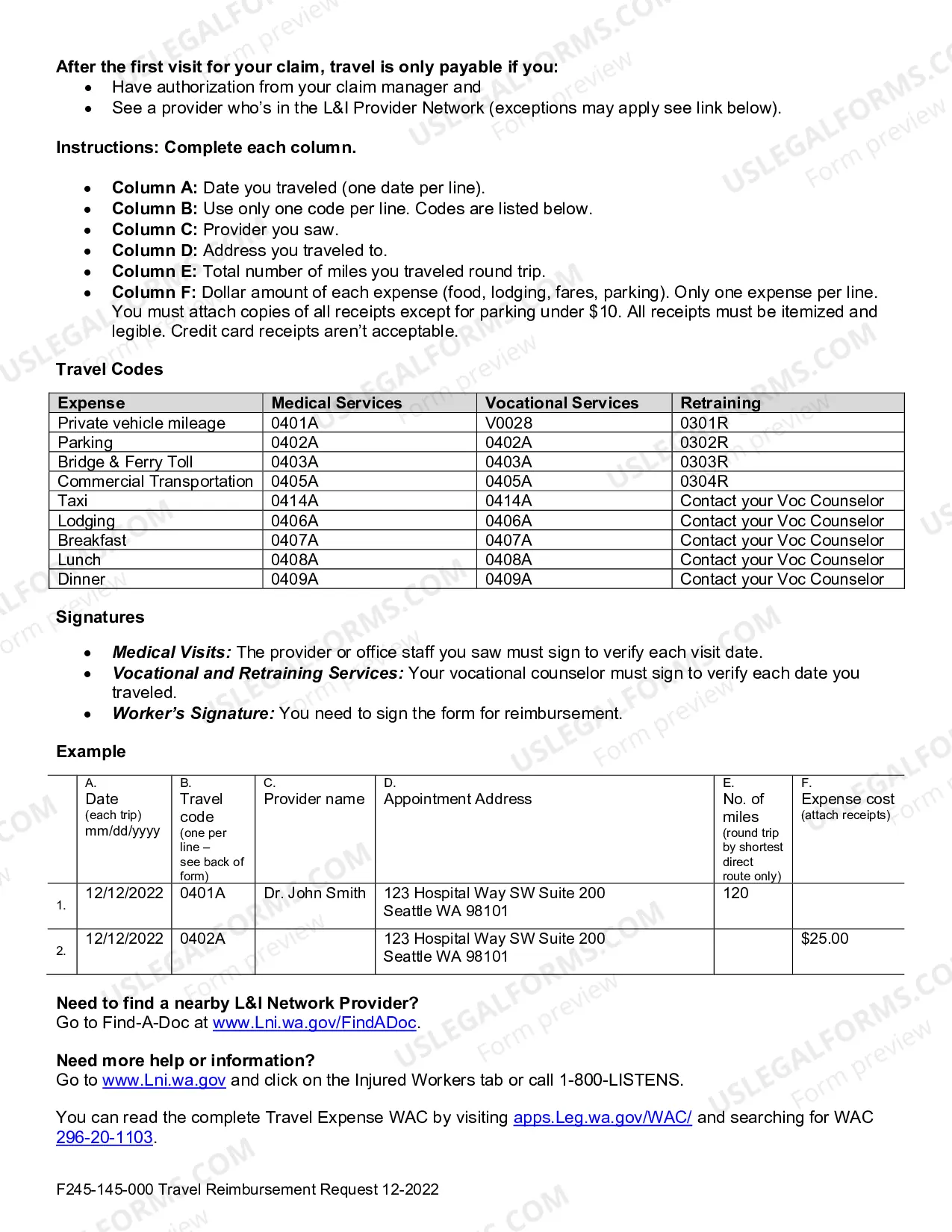 Preview Travel Reimbursement Request