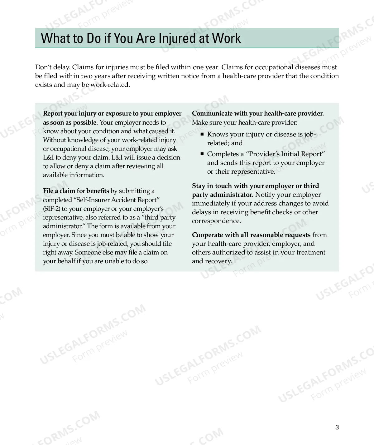 Preview A Guide to Workers' Compensation Benefits For Employees of Self-Insured Businesses