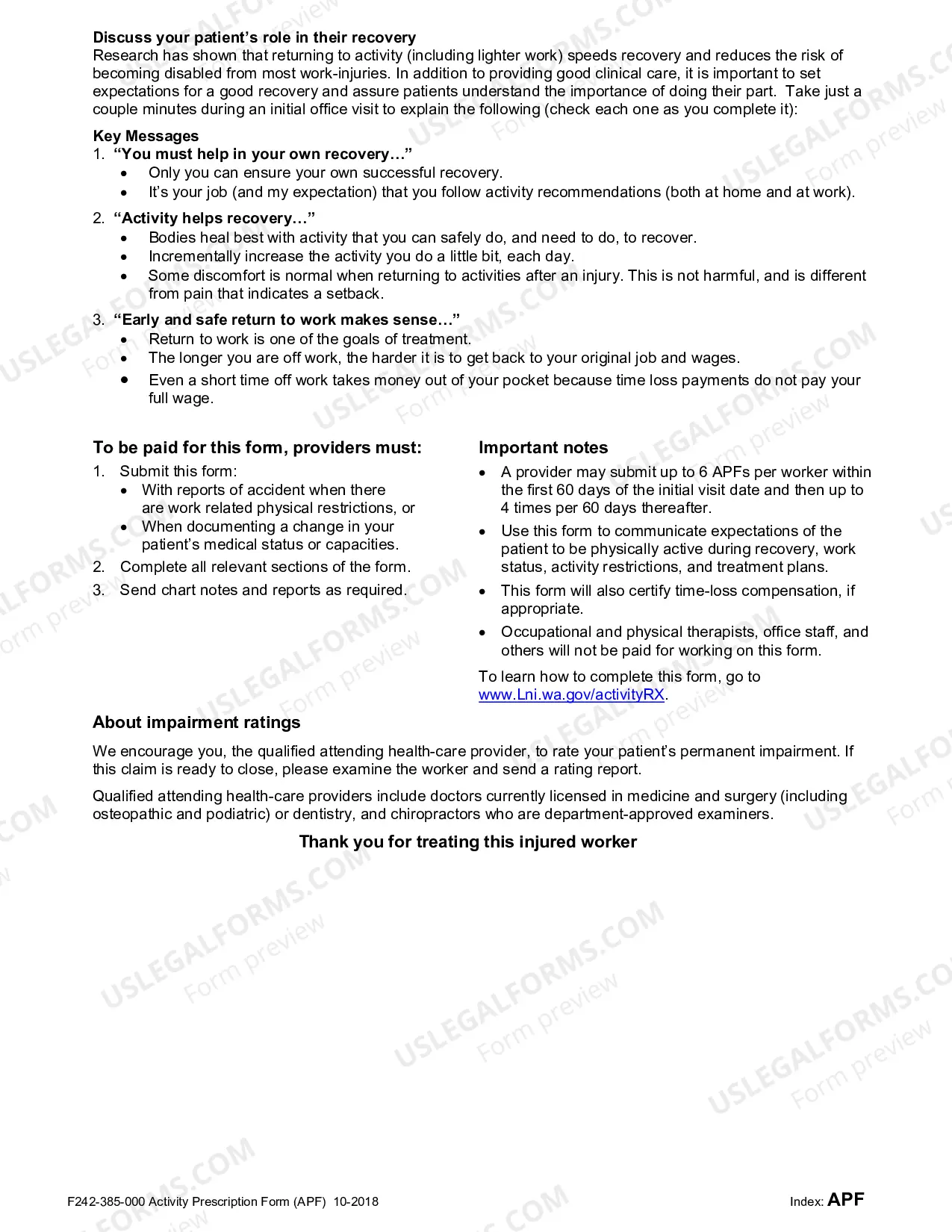 Preview Activity Prescription Form (APF)