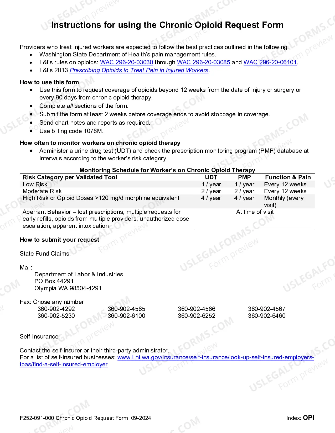 Preview Chronic Opioid Request Form