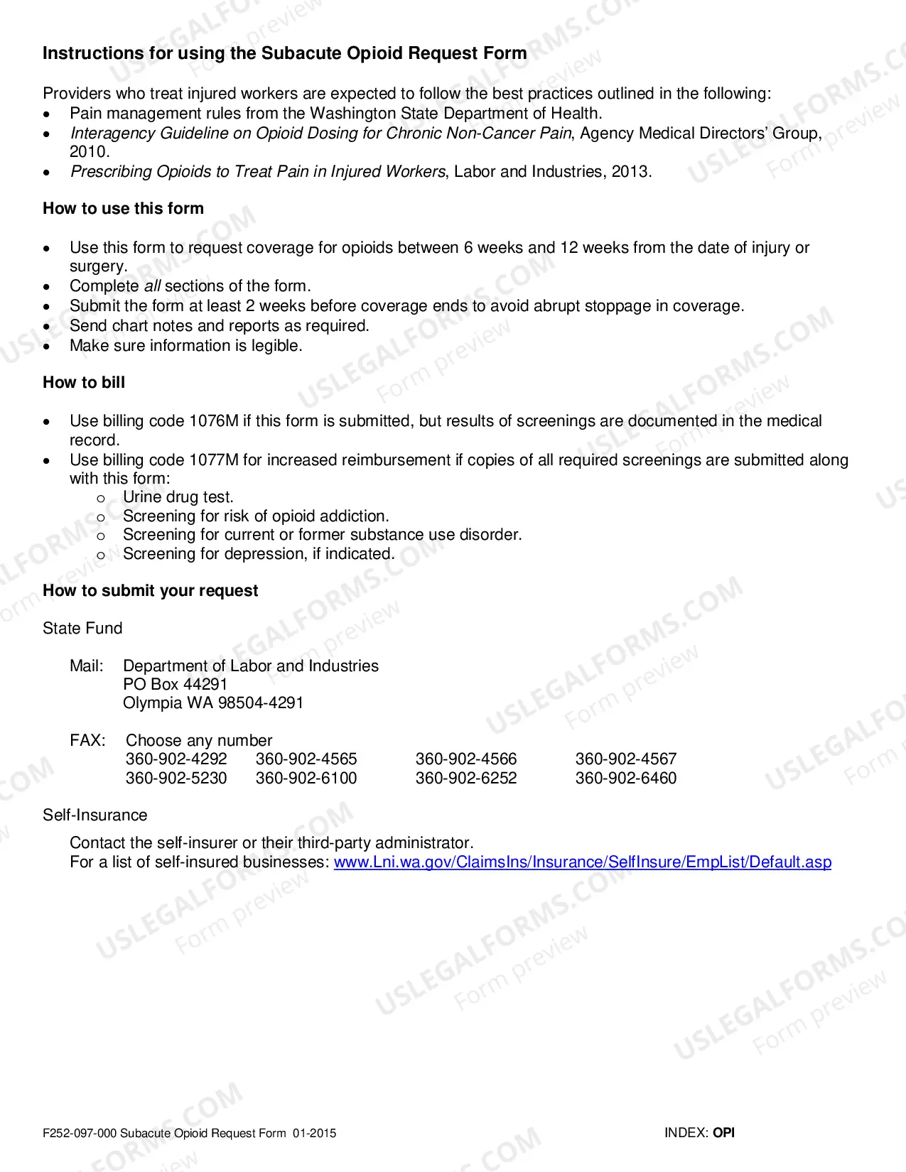 Preview Subacute Opioid Request Form