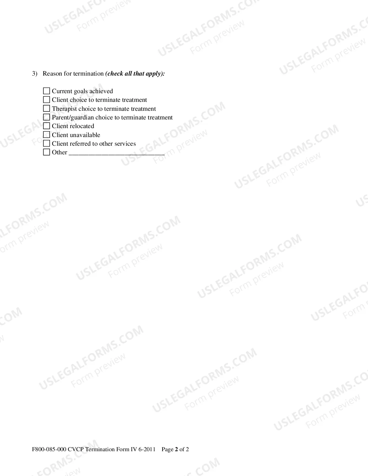 Preview CVCP Termination Report Form VI