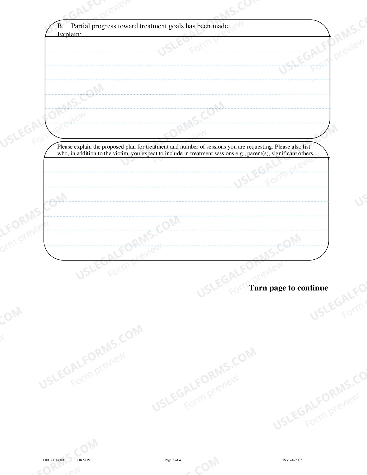 Preview CVCP Treatment Report Form IV
