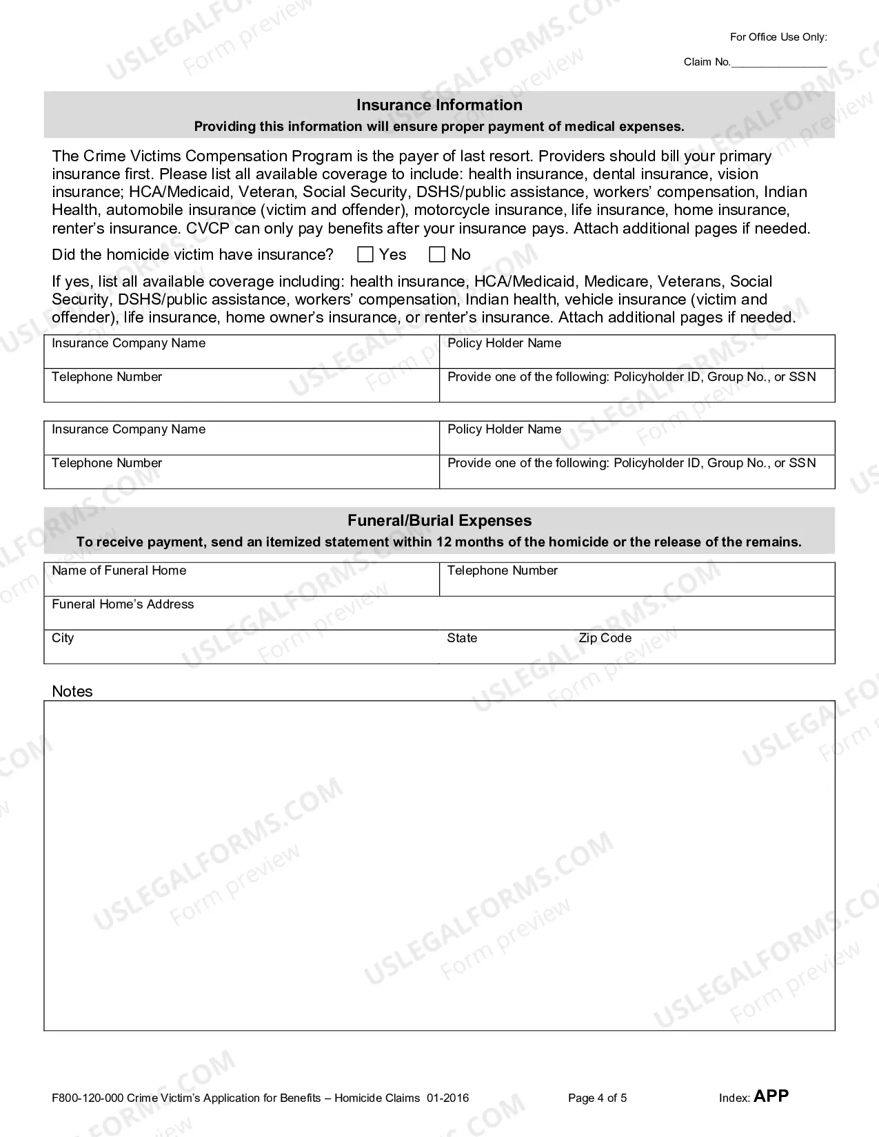 Preview Application for Benefits - Homicide Claims