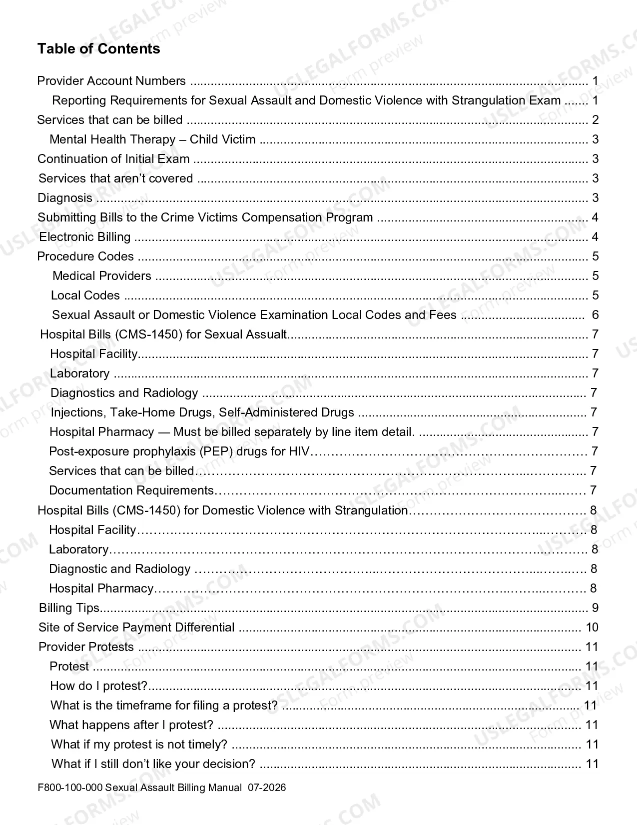 Preview Billing Guidelines for Sexual Assault Examinations: Crime Victims Compensation Program