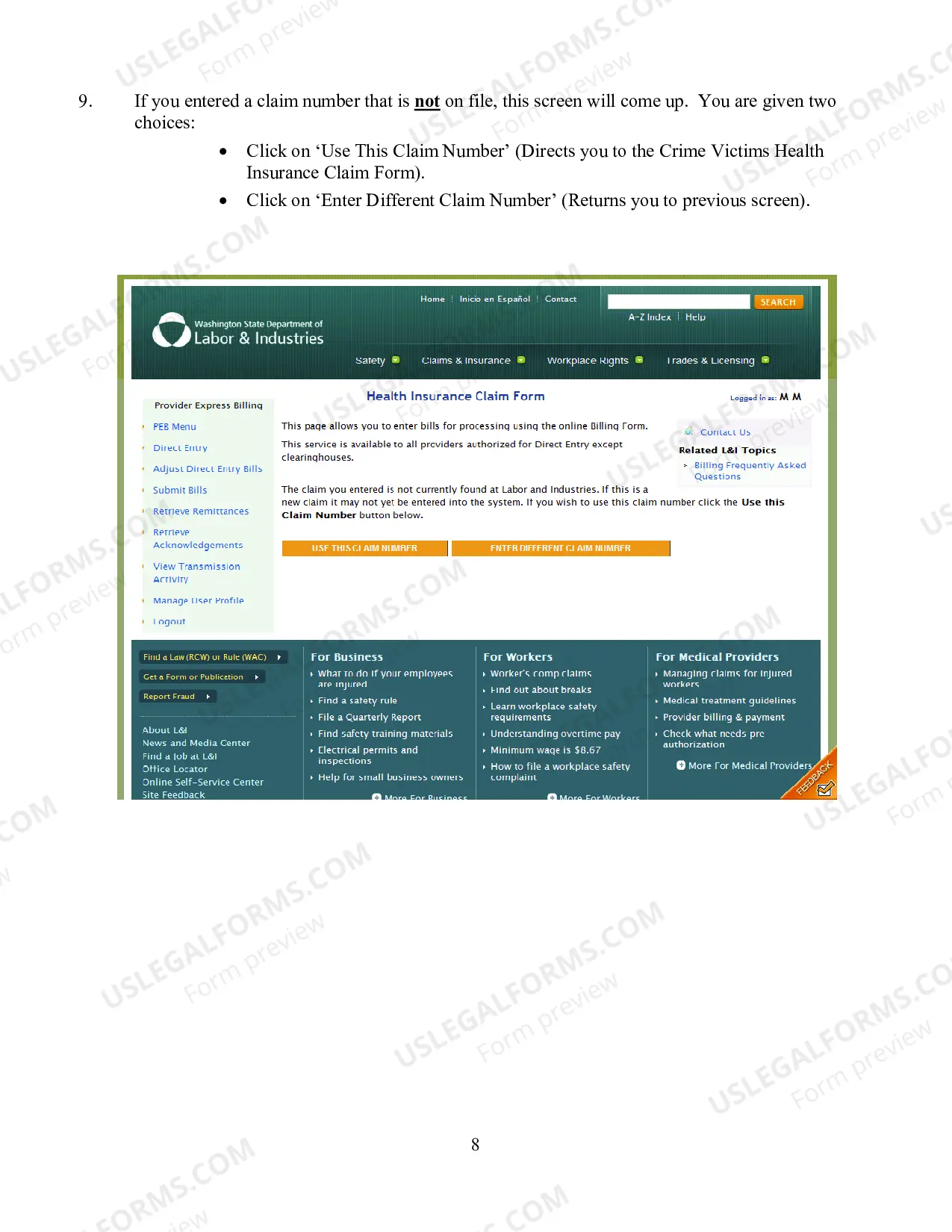 Preview Crime Victims Direct Entry Billing Manual