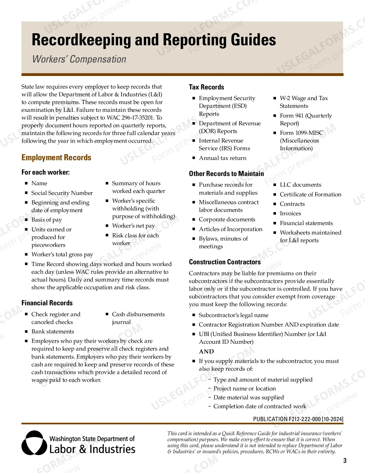 Preview Workers' Compensation Record Keeping and Reporting Guides