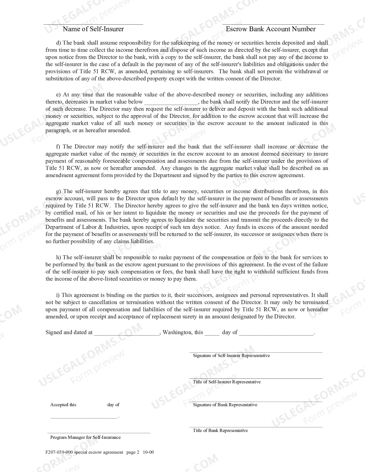 Preview Special Escrow Agreement
