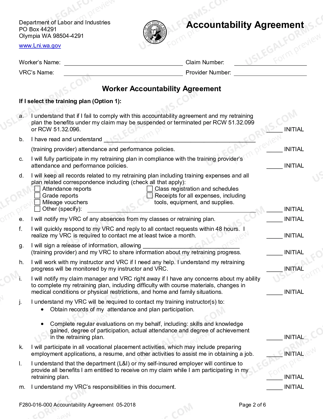 Preview Accountability Agreement