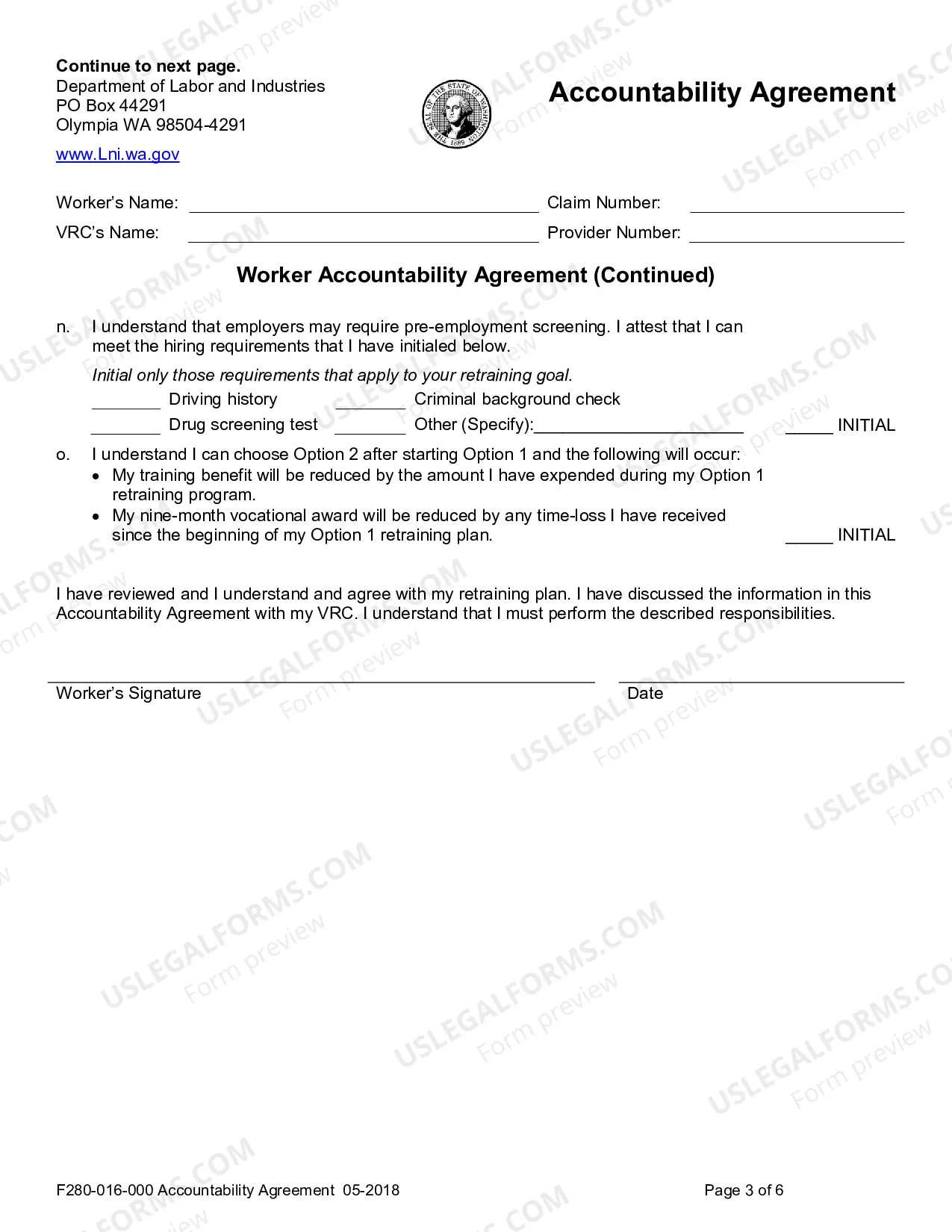 Preview Accountability Agreement