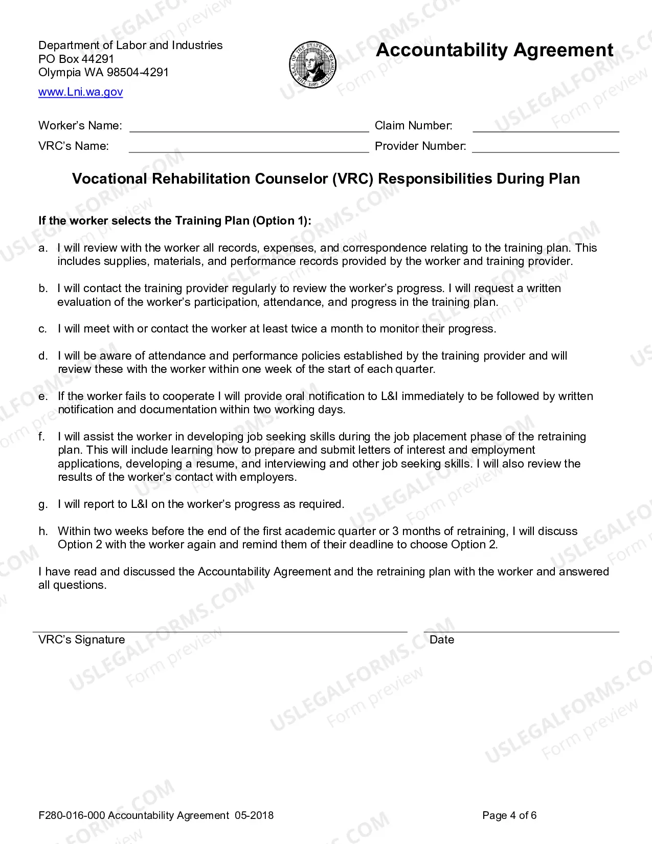 Preview Accountability Agreement