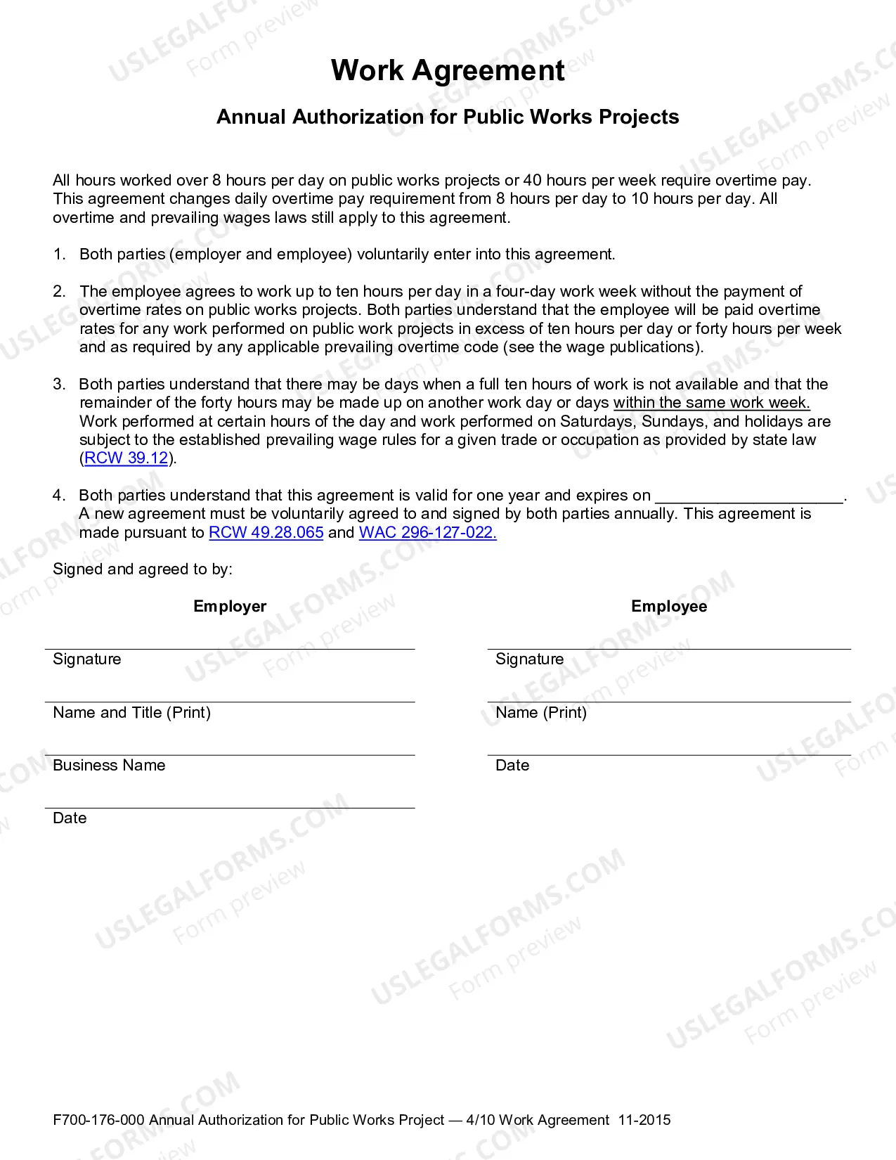Preview Annual Authorization for Public Works Project - 4/10 Work Agreement