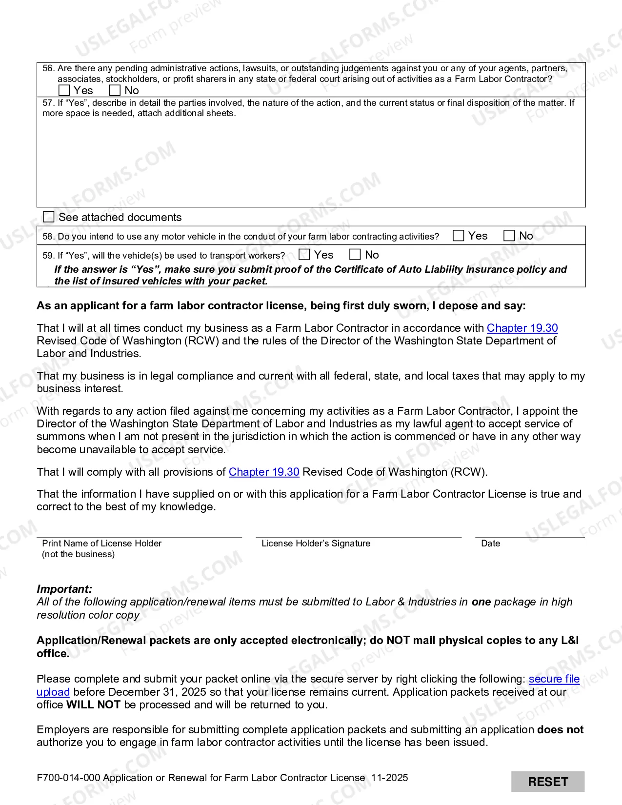 Preview Application for Farm Labor Contractor License
