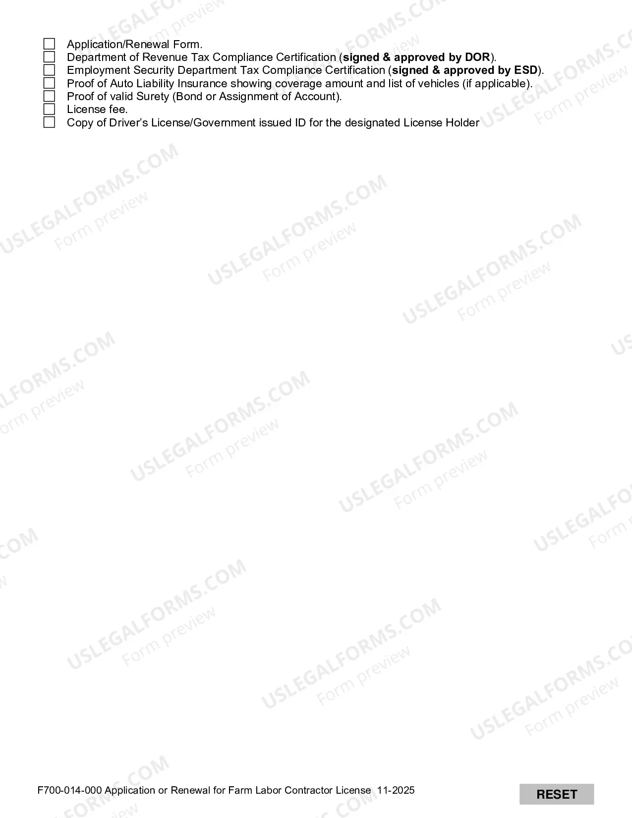 Preview Application for Farm Labor Contractor License