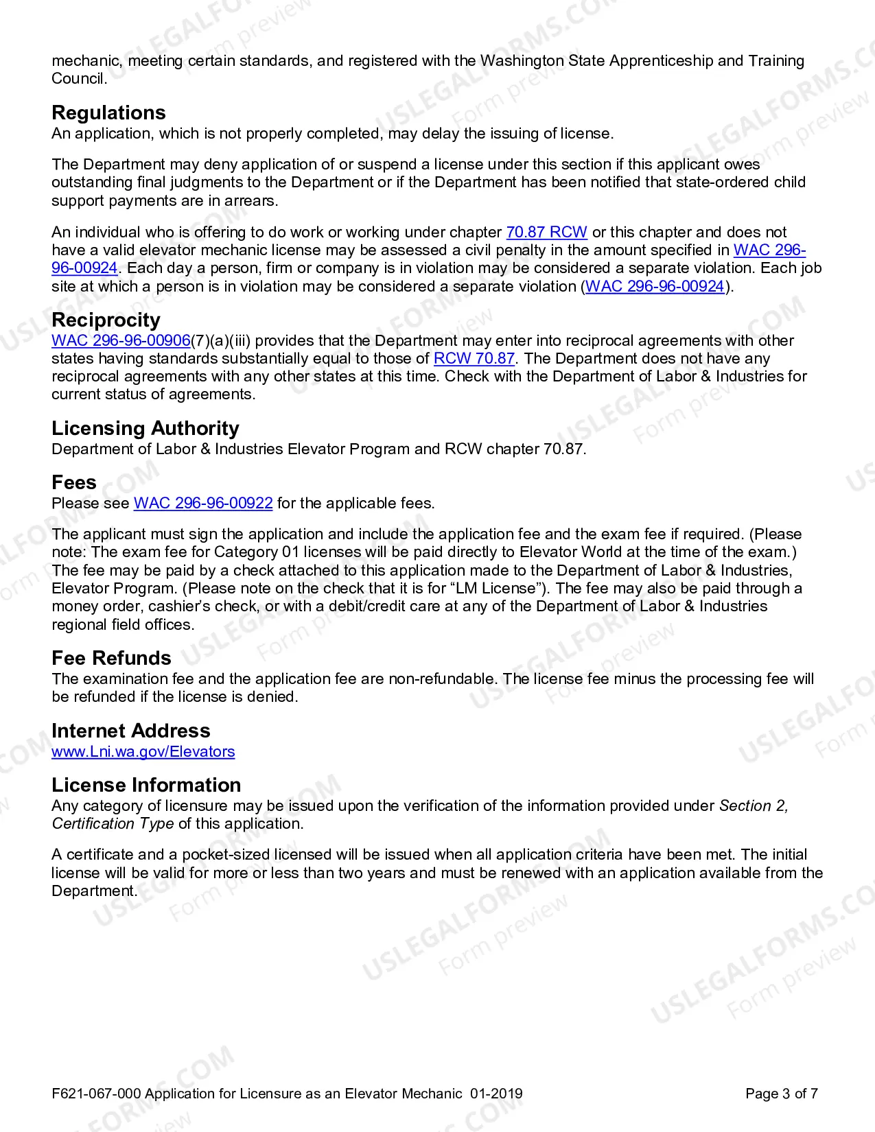 Preview Application for Licensure as an Elevator Mechanic