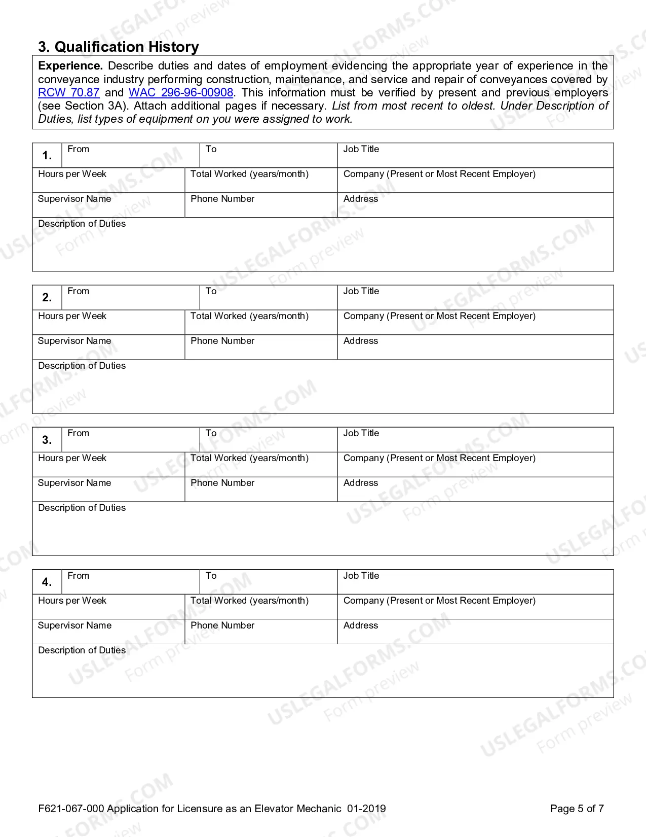 Preview Application for Licensure as an Elevator Mechanic