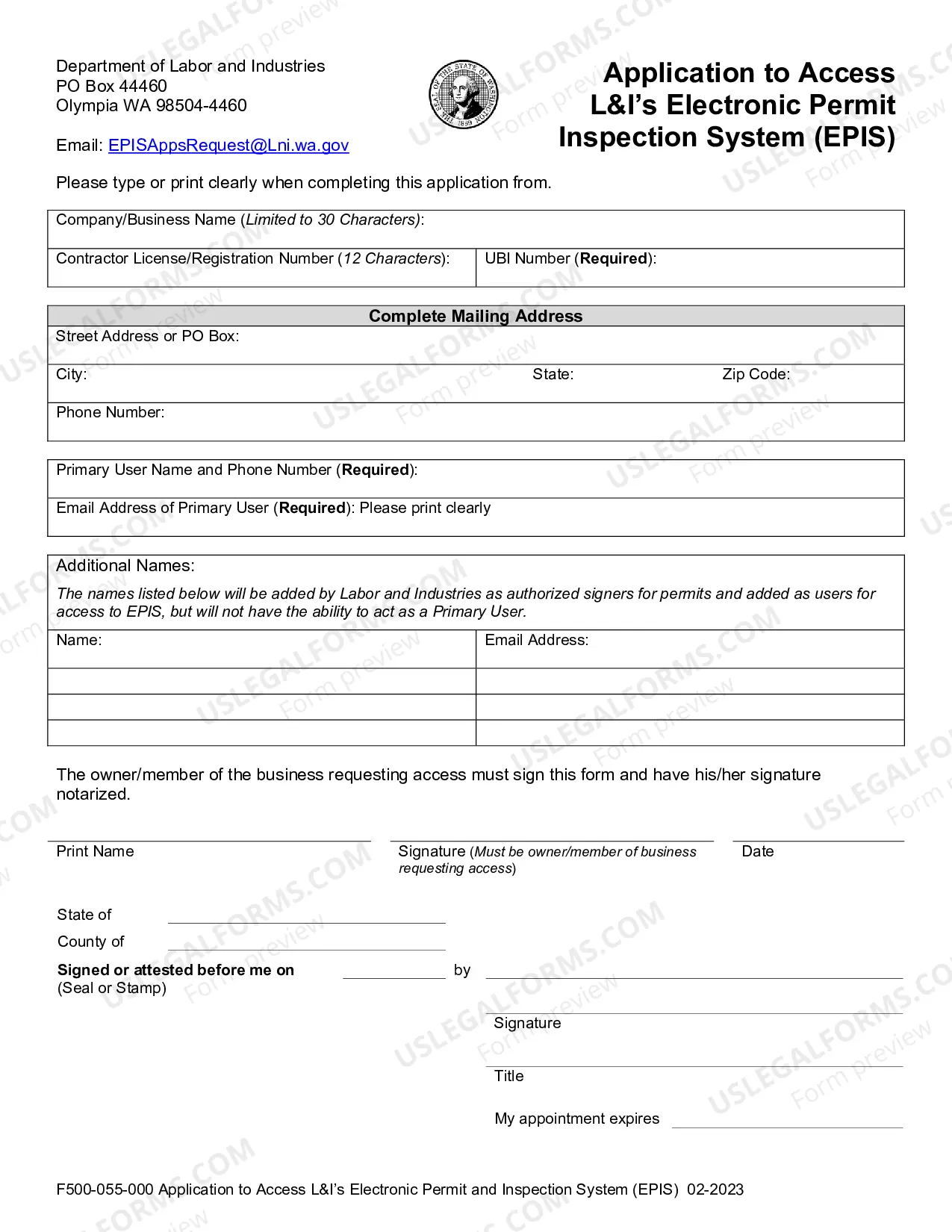 Preview Application to Access L&I's Electrical Permit and Inspection System (EPIS) from SecureAccess Washington and Utilize Contractor Deposit Account via the Internet