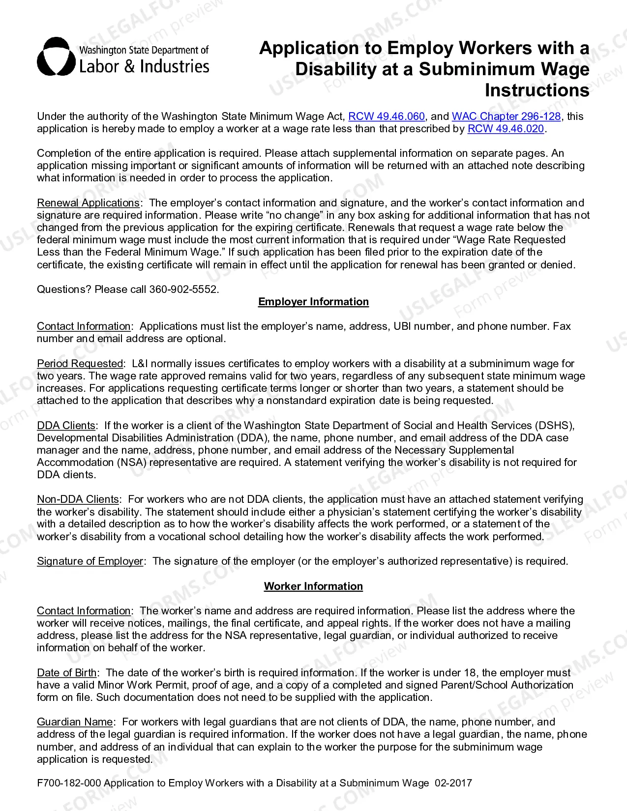 Preview Application to Employ Workers with a Disability at a Subminimum Wage
