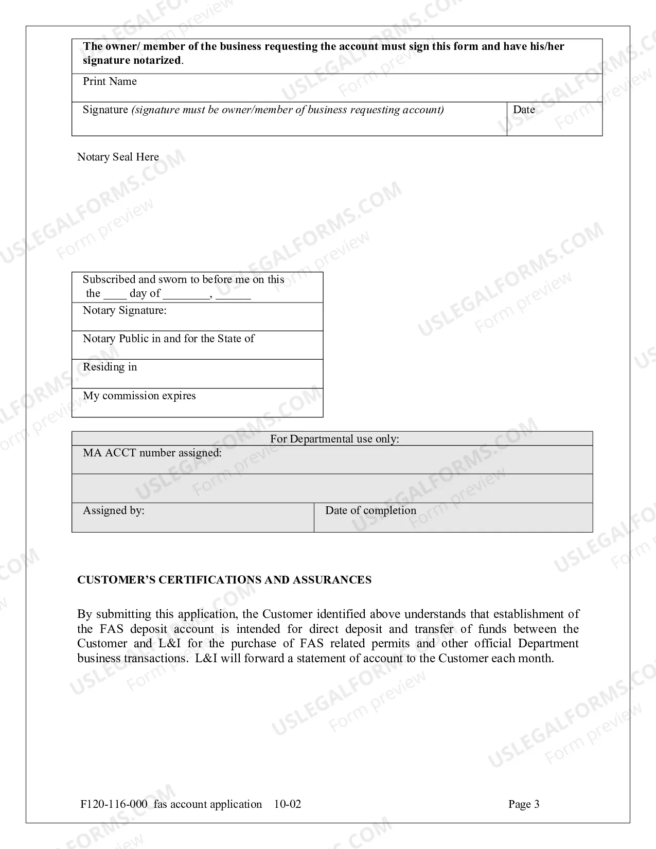 Preview Application to Establish an Factory Assembled Structure Deposit Account with the Dept. of Labor and Industries