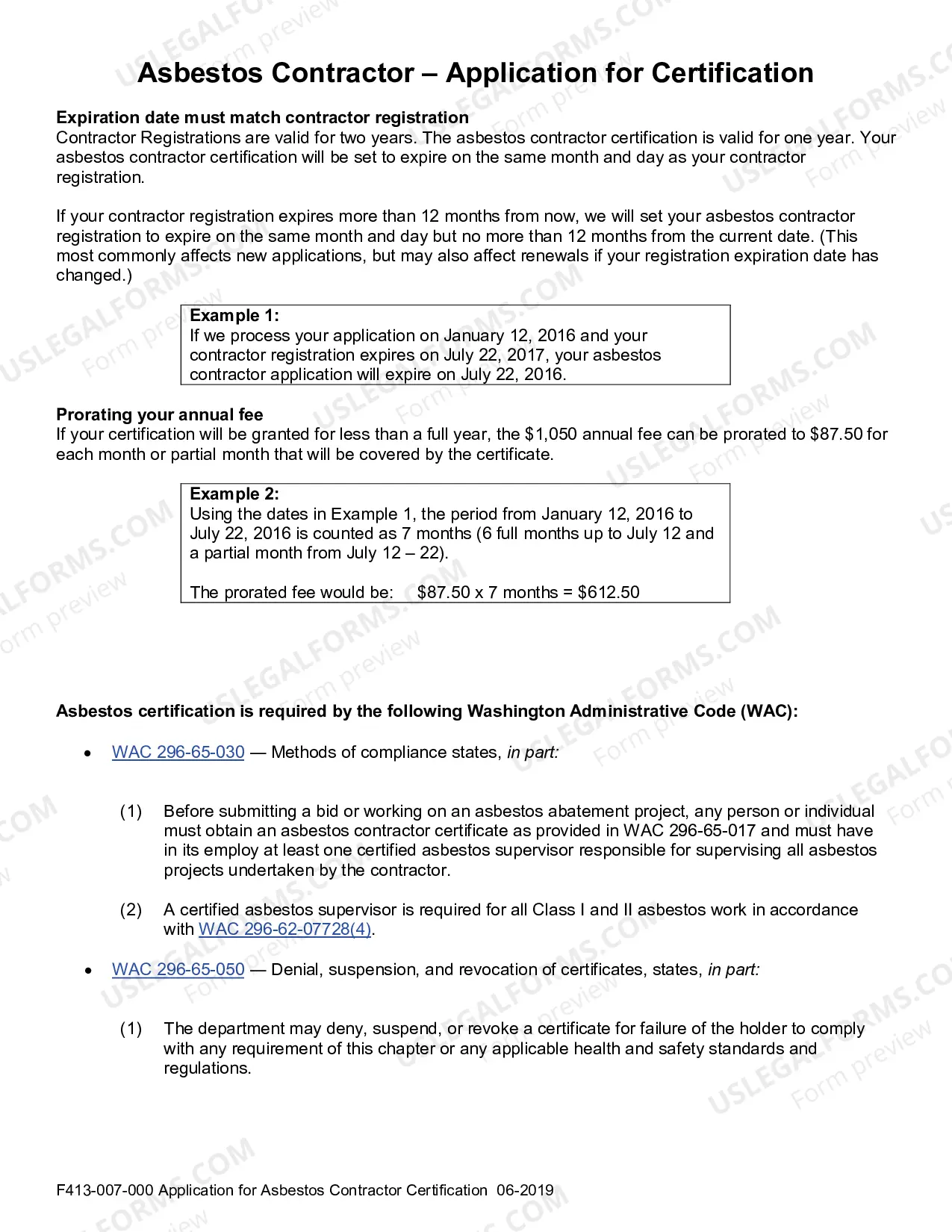 Preview Asbestos Contractor - New Application for Certification