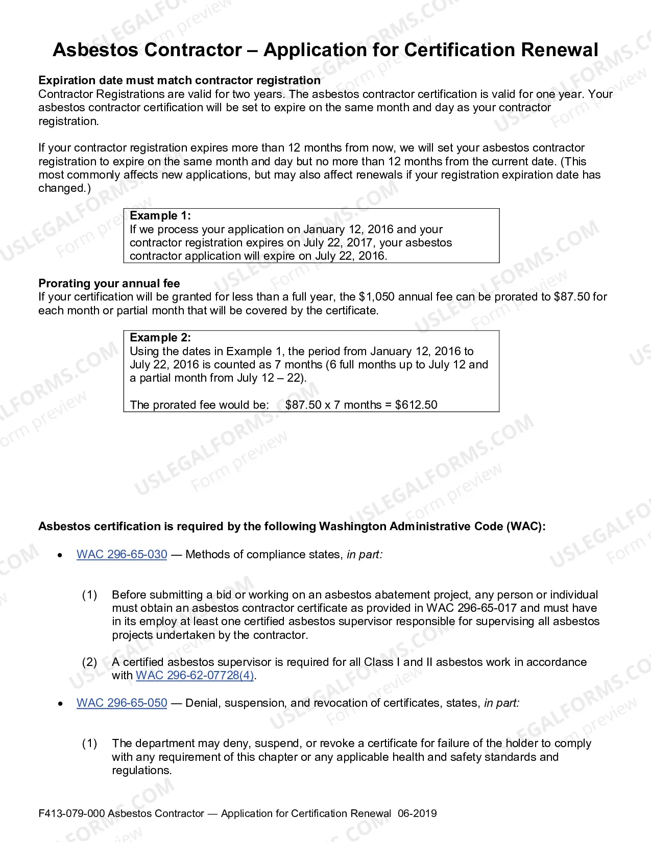 Preview Asbestos Contractor Application for Certification - Renewal