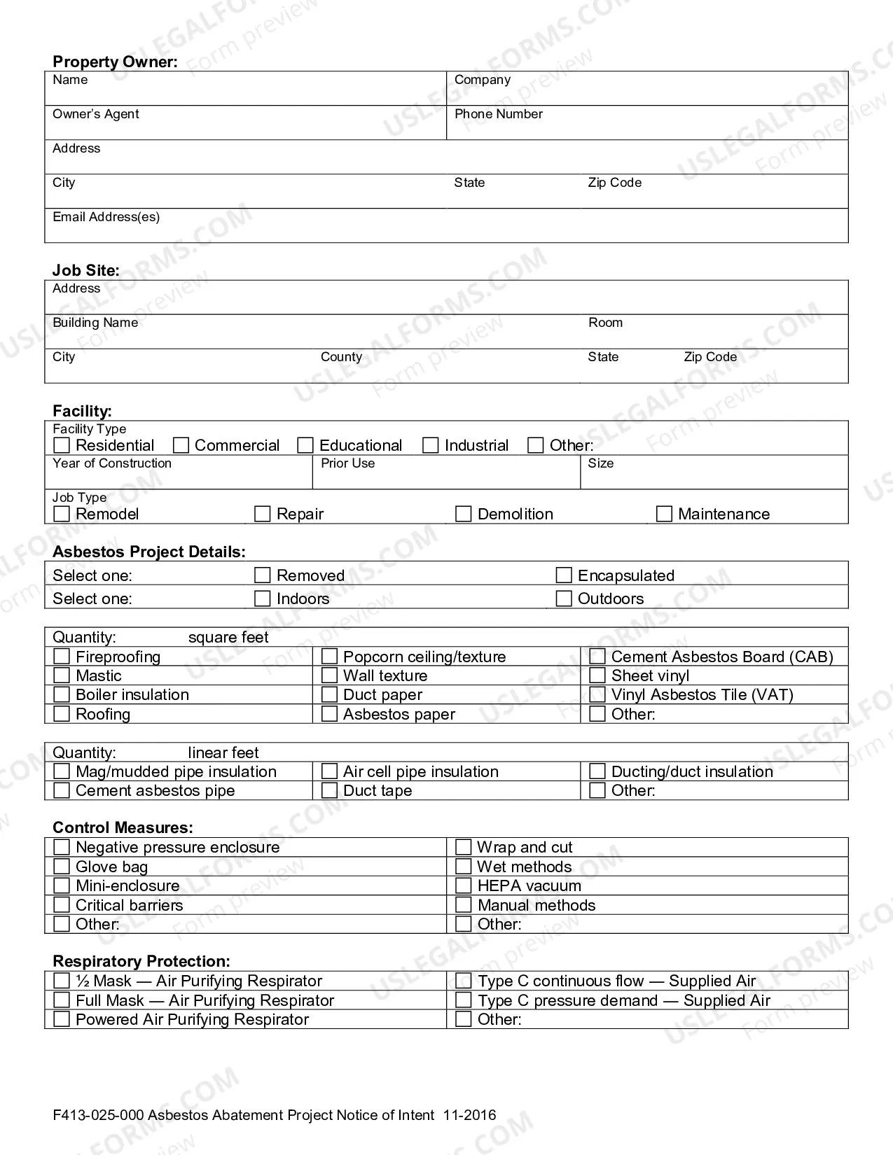 Preview Asbestos Project Notice of Intent